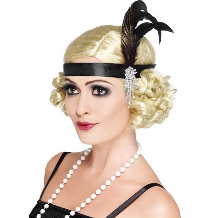 Smiffys Kostüm 20er Jahre Stirnband schwarz Nostalgisches Accessoire für Looks im Stil der Roaring Twenties