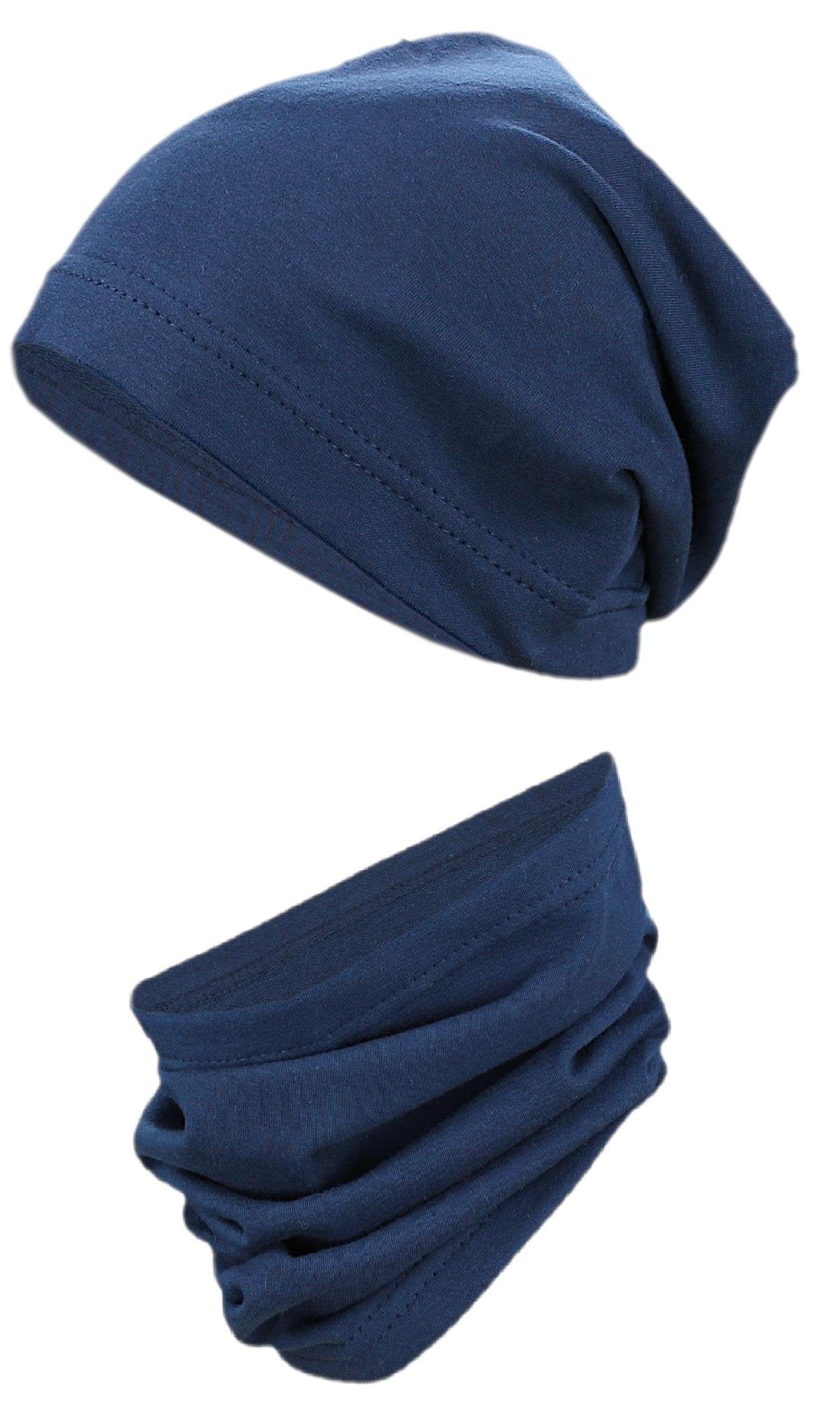 TupTam Mütze & Schal TupTam Kinder Beanie Mütze Schlauchschal Set Übergangszeit (2-tlg) Dunkelblau