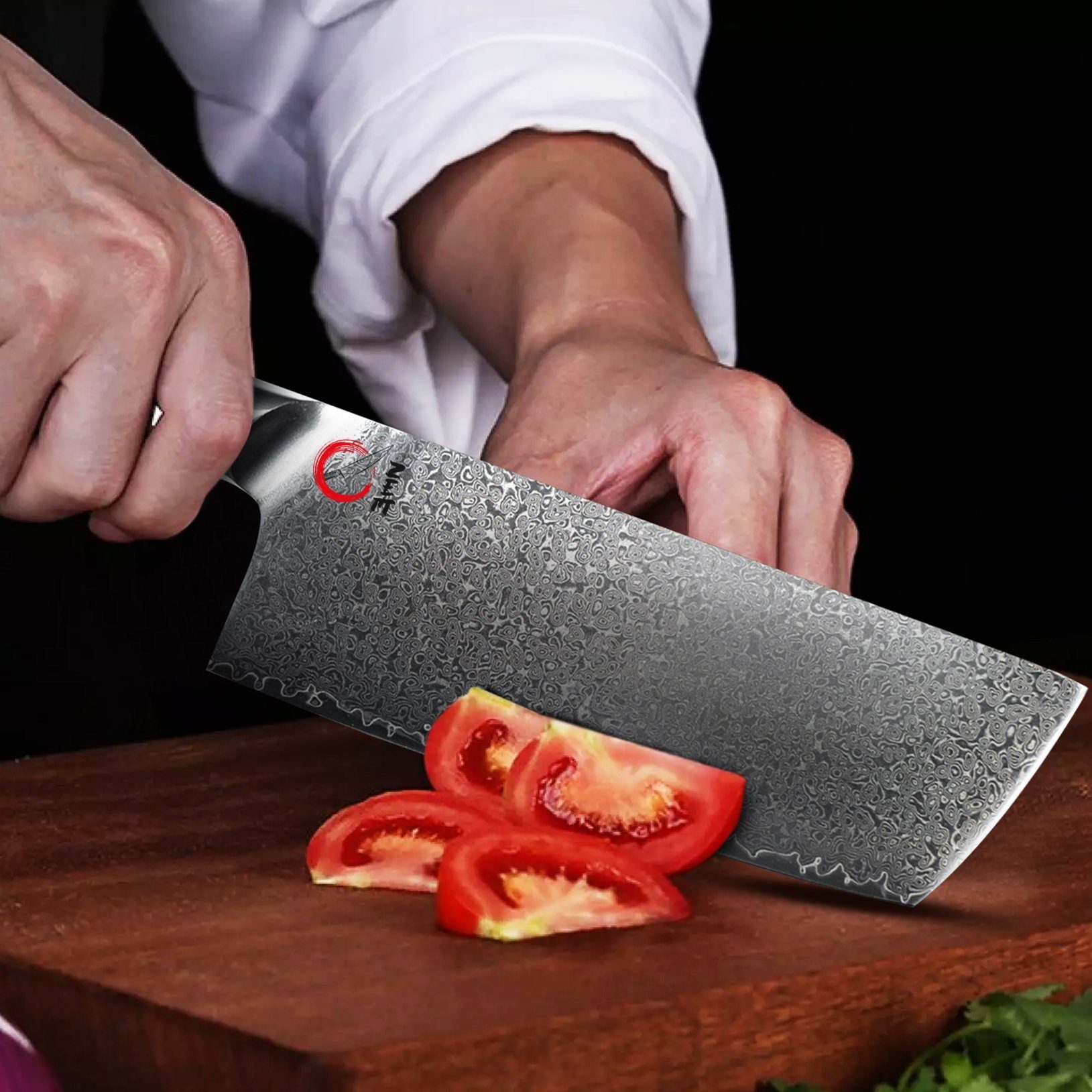 Küchenkompane Damastmesser ZEM, Hakku Aka Damastmesser