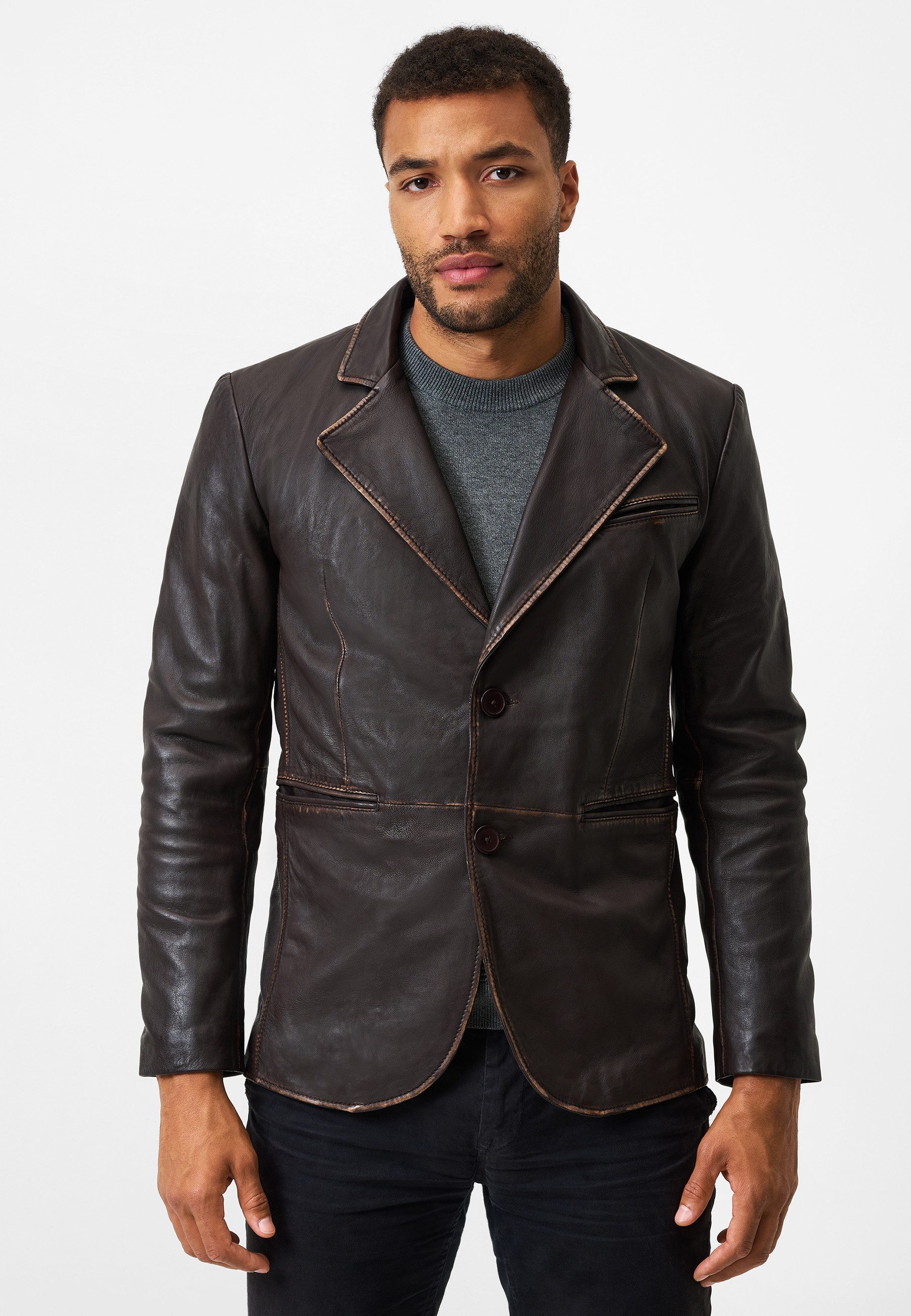 RICANO Ledersakko Ricardo vintage Lederjacke aus Lamm Nappa Leder günstig online kaufen