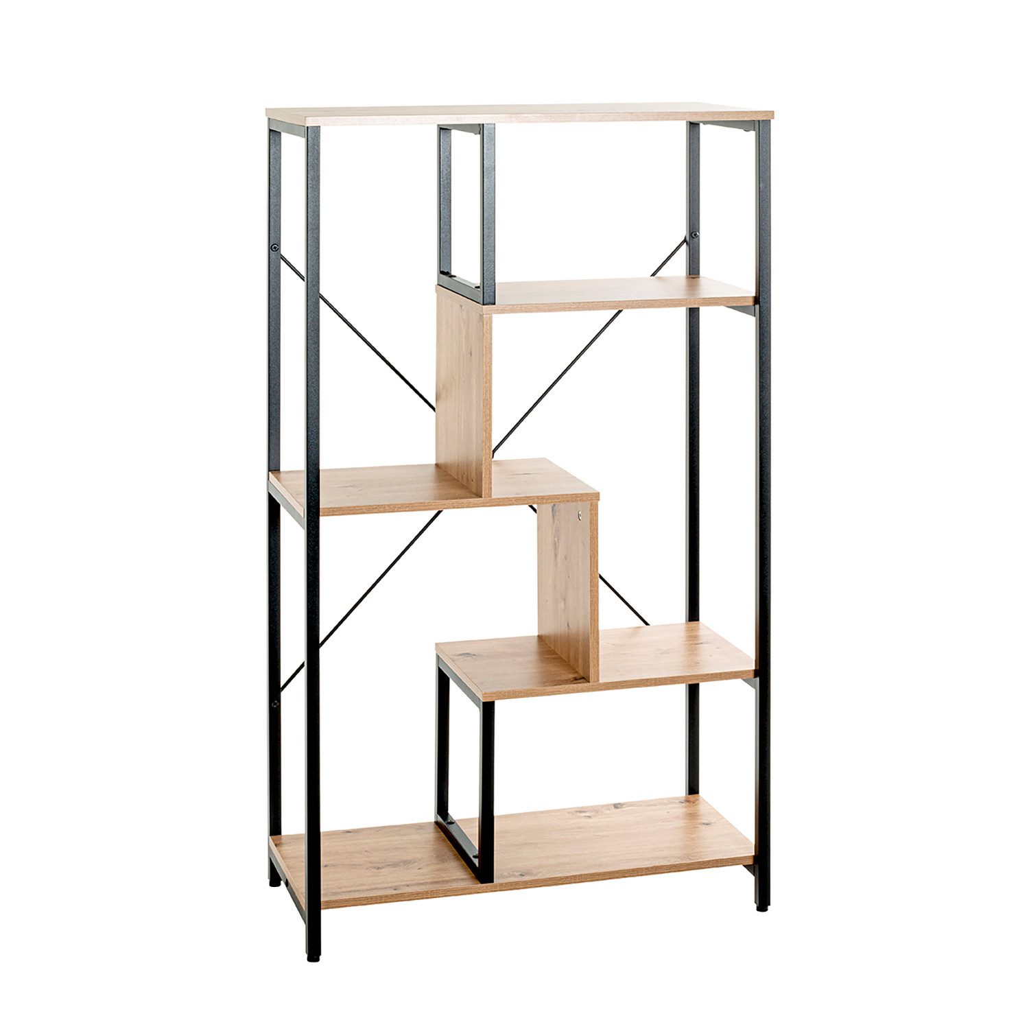 HAKU Regal PAMPLONA 2 Regenschirmständer - eiche-schwarz - MDF, Metall - H. 132cm, 1xRegal, Bücherregal - Lagerregal - Ablagen - Küchenregal