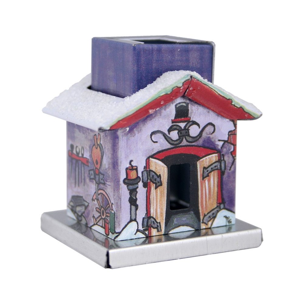 KNOX Räucherhaus The Little One - Schmiede - Höhe: 4,5cm - aus Metall - kleine Deko, geeignet für Räucherkerzen der Größe S (Mini) - mit verschneitem Dach