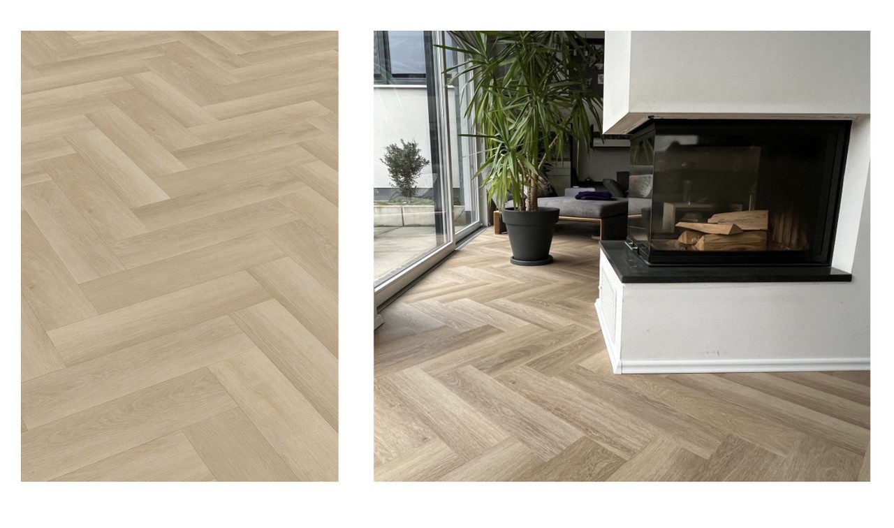 IKHEMalarka Виниловый ламинат Fischgrät Herringbone Collection – 1,752 m² – 5,5 mm – NK 42, Integrierte Trittschalldämmung, Premium Boden mit Elegante Fischgrätoptik