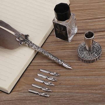 FUROKOY Füllfederhalter LegierungsfederQuill Pen schreiben Tinte Set 0.5mm, , Dip-Stift kommt mit 6 verschiedenen Spitzen,Glatte Schrift