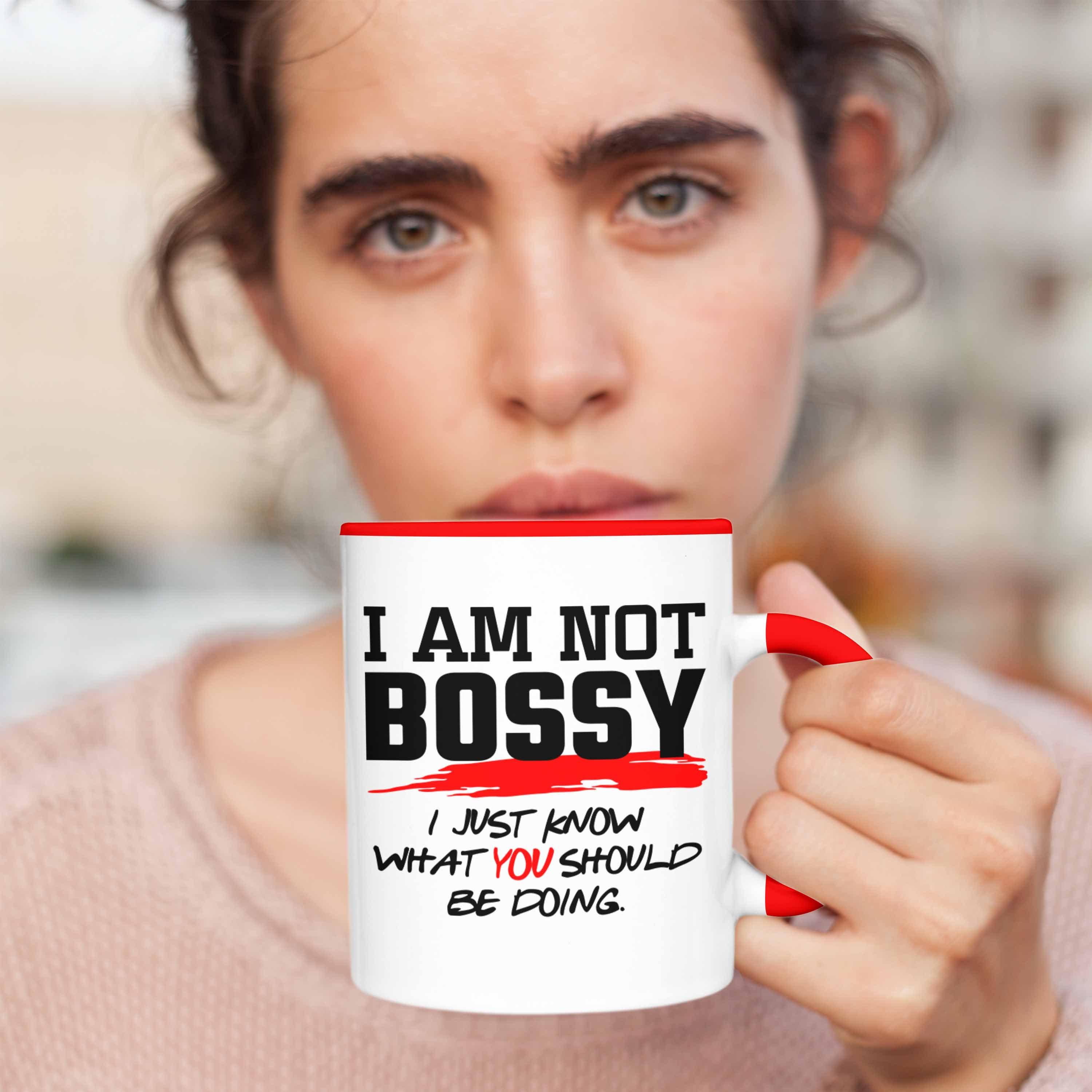 Chef: Tasse Tasse Im Geschenk Rot Bossy Spruch für mit Lustiges Chefin Not Trendation