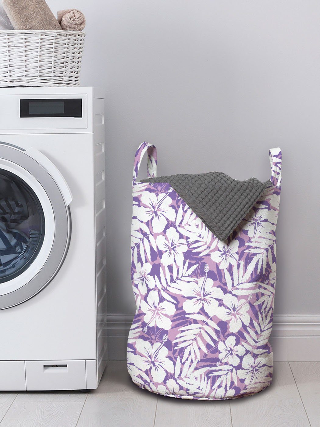 Kordelzugverschluss Lila Pattern Hibiscus Abakuhaus für Hawaiian Waschsalons, Griffen Wäschekorb Wäschesäckchen mit