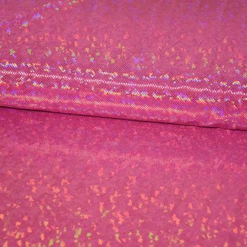 SCHÖNER LEBEN. Stoff Jerseystoff Stretch Jersey Glitzer holografisch uni pink 1,5m Breite, mit Metallic-Effekt