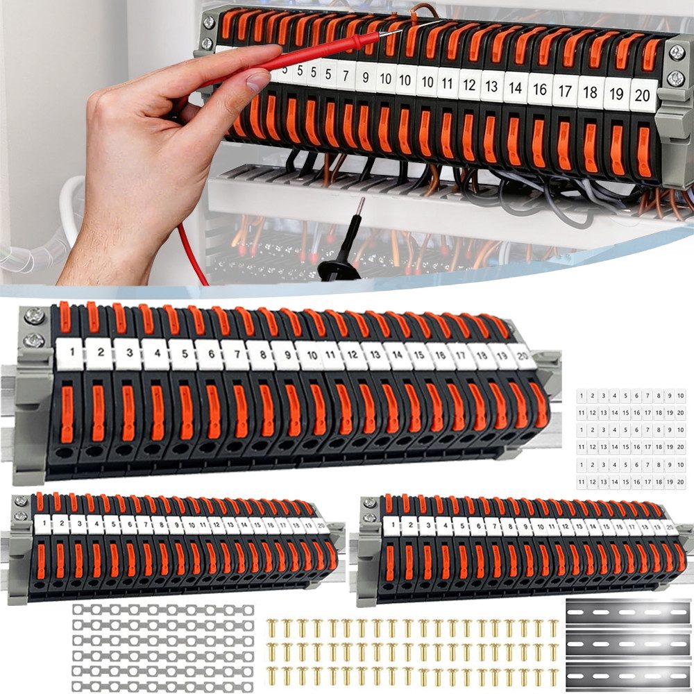 PRIISF Verbindungsklemme 60 Stück Reihenklemmen Hutschiene PCT-211 Verbindungsklemmen mit Hebel, 0,08-4 mm² Durchgangsklemme Hutschiene, Klemmblock Klemmleiste Kit, DIN Schiene Klemmenblock Flammhemmend & Wiederverwendbar, für Automatisierungsprojekte DIY-Projekte Schnelle Sichere Verdrahtung