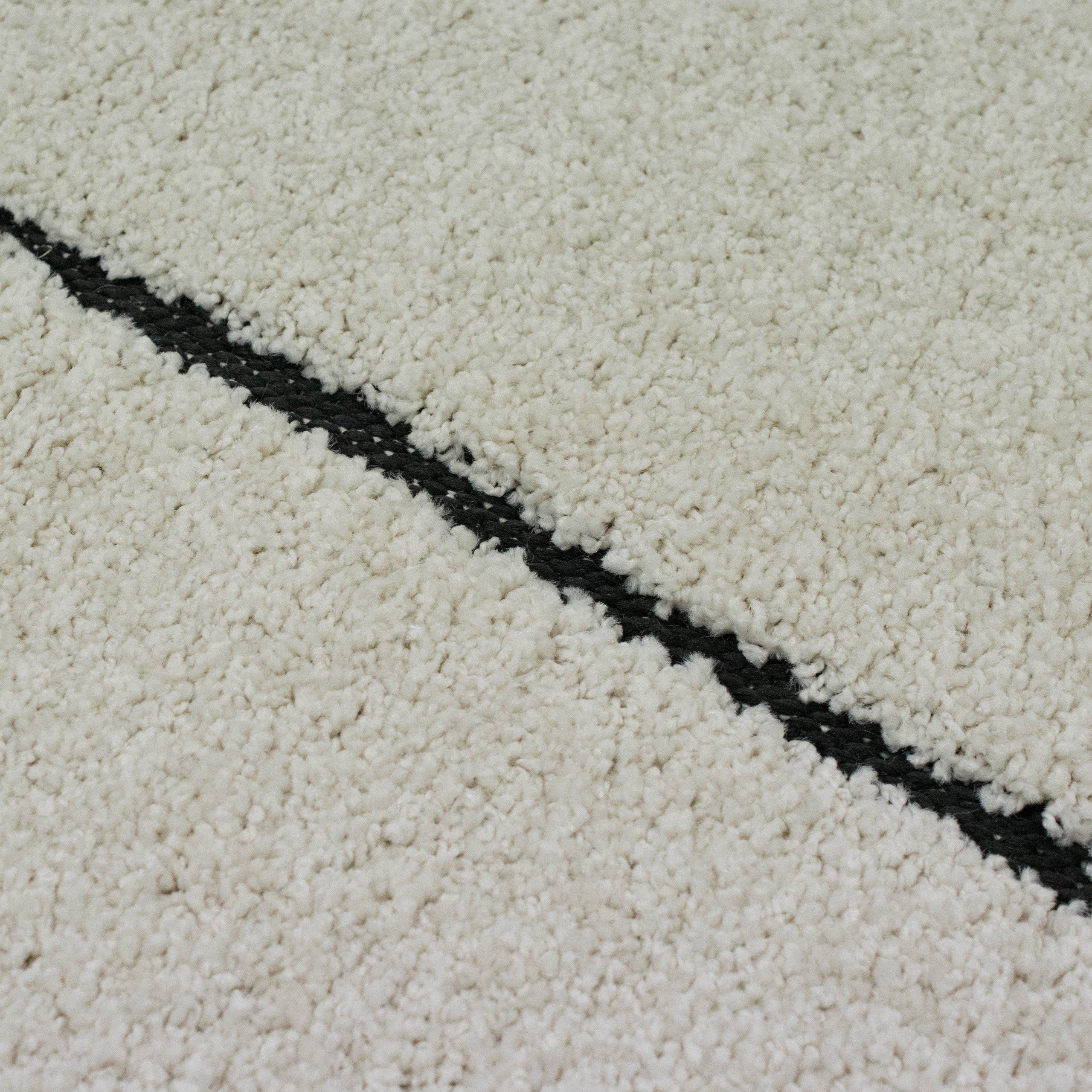 TeppichHome24 Teppich Flauschiger Teppich creme Rauten in schwarz, rechteckig – Bild 3 von 5