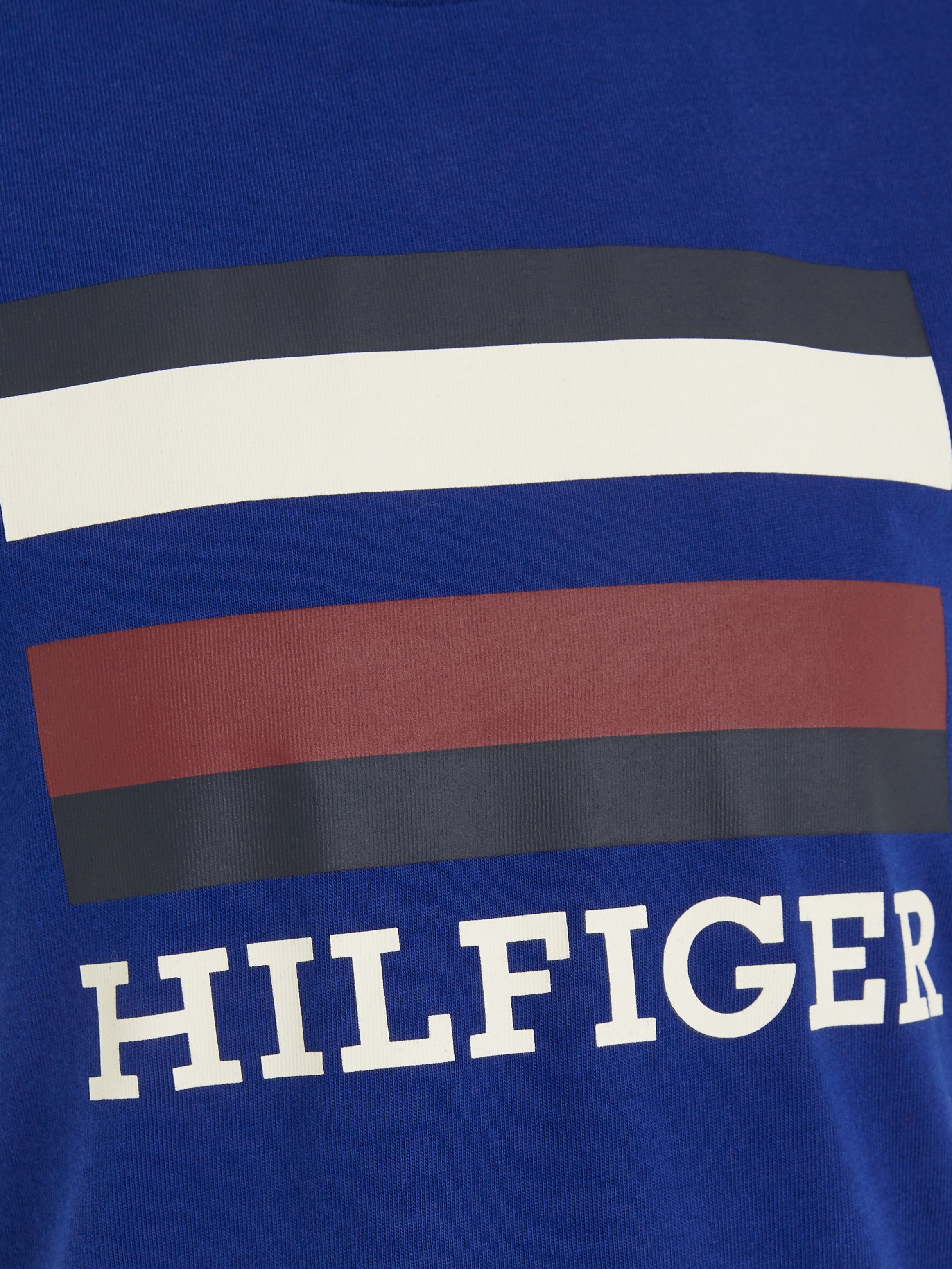 Hilfiger & LOGO Voyage S/S mit TEE Tommy großem T-Shirt Navy TH Hilfiger Logo-Schriftzug Frontprint
