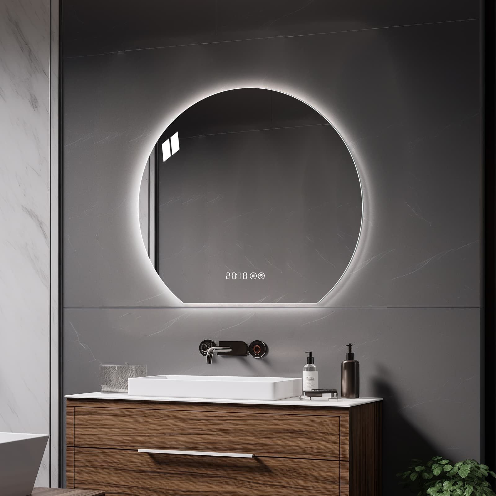 ANYSUN Spiegel Runder LED Wandspiegel 80 cm mit Touch, Anti-Beschlag (LED Wandspiegel), immbarer Beleuchtung & moderner Lichtsteuerung,Badezimmer