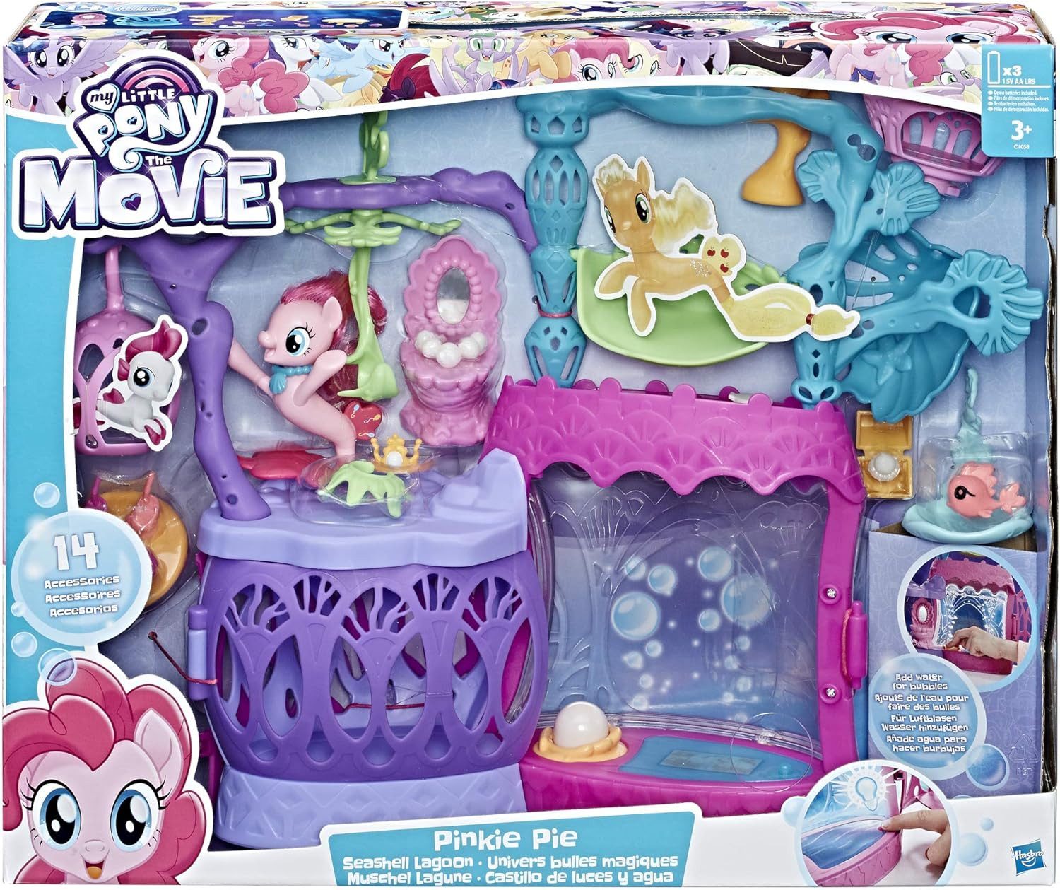 Hasbro Spielzeug-Boot My Little Pony, Muschel Lagune, 13 Zubehörteile, magische Lichteffekte & Blubberblasen