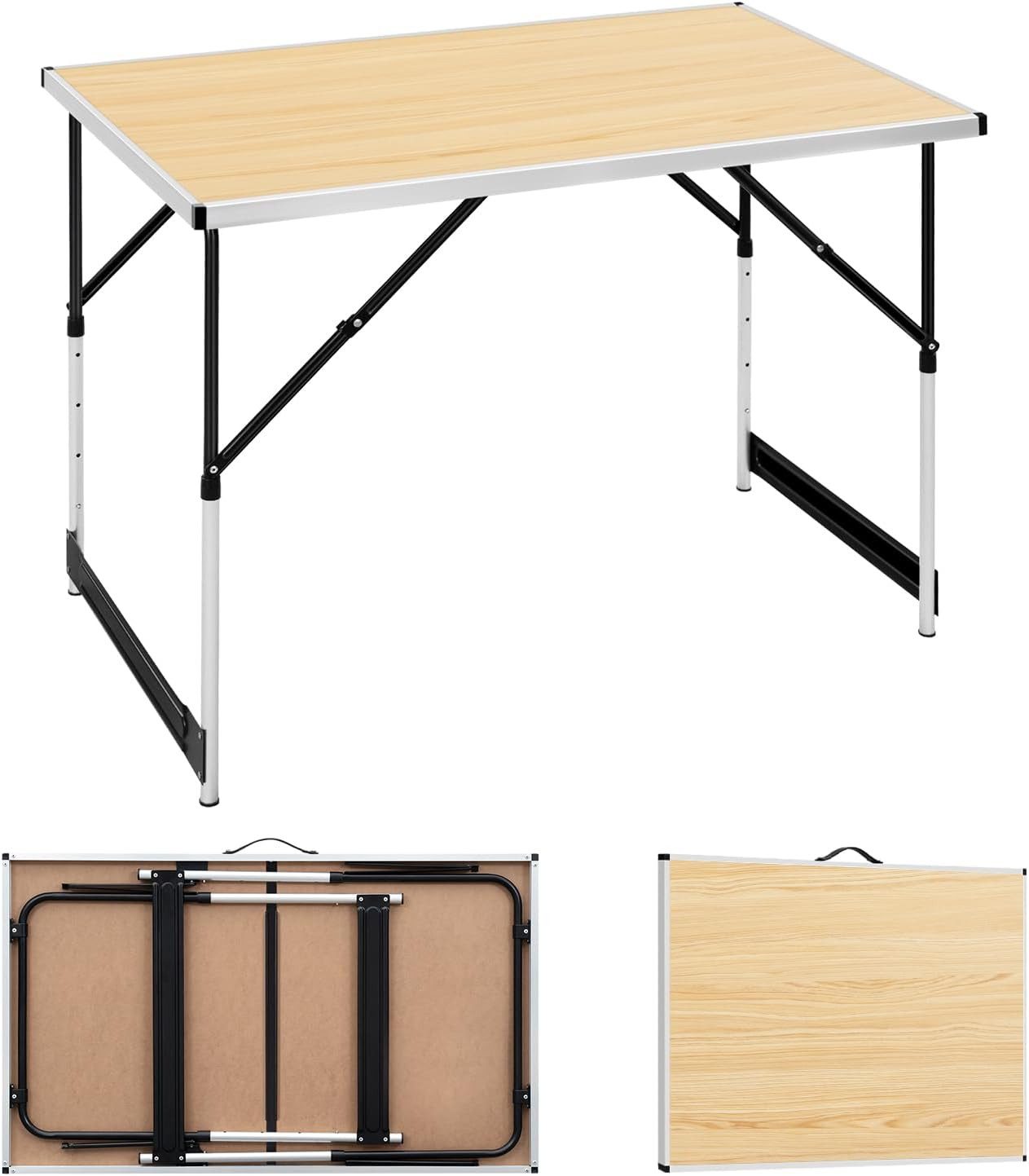 Woltu Campingtisch (1-St), Klapptisch höhenverstellbar, Aluminium Stahl MDF