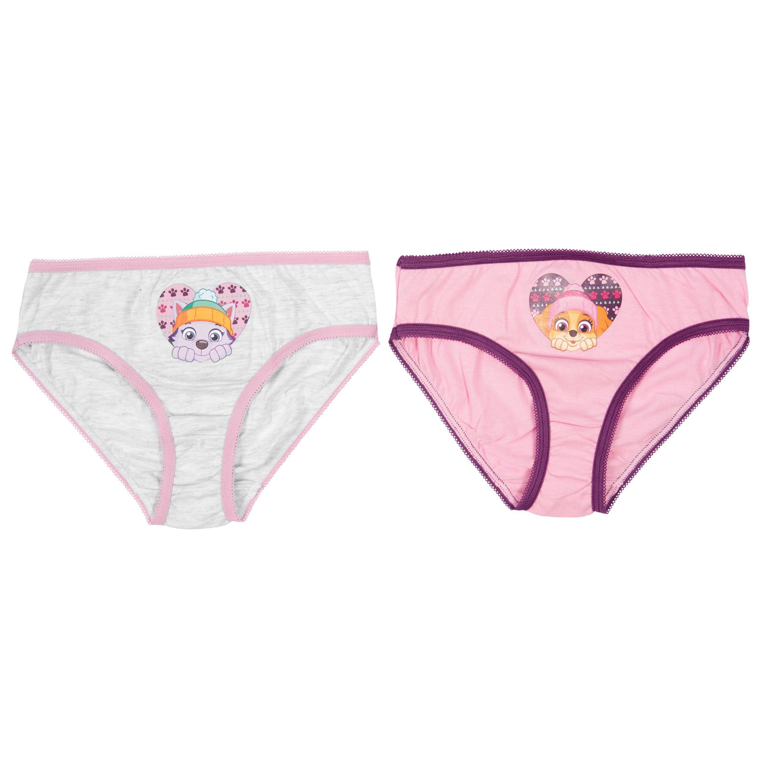 Pack) Patrol United Panty Labels® Unterhose Mädchen (2er für Rosa/Weiß Paw