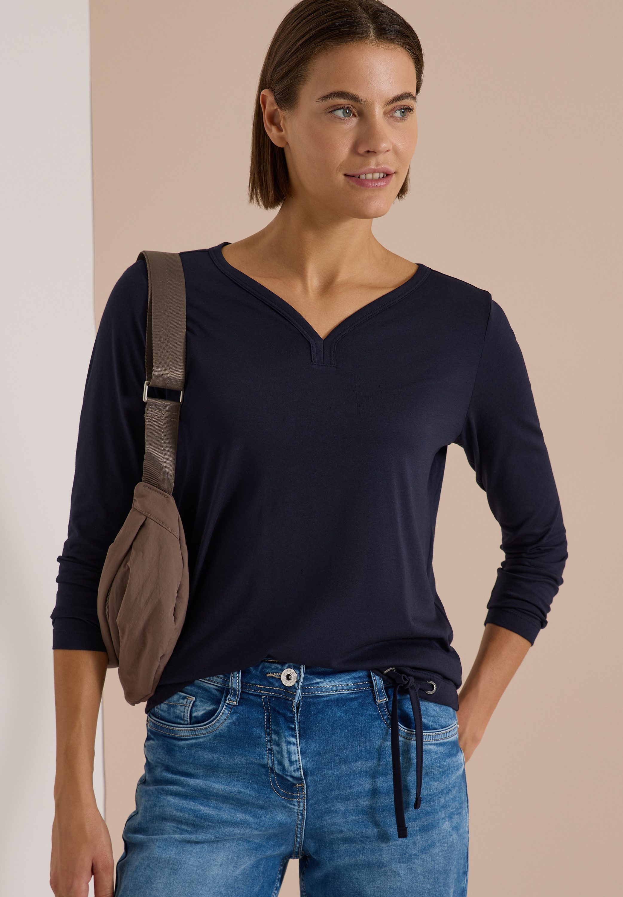 CECIL Langarmshirt mit Tunnelzug am Saum
