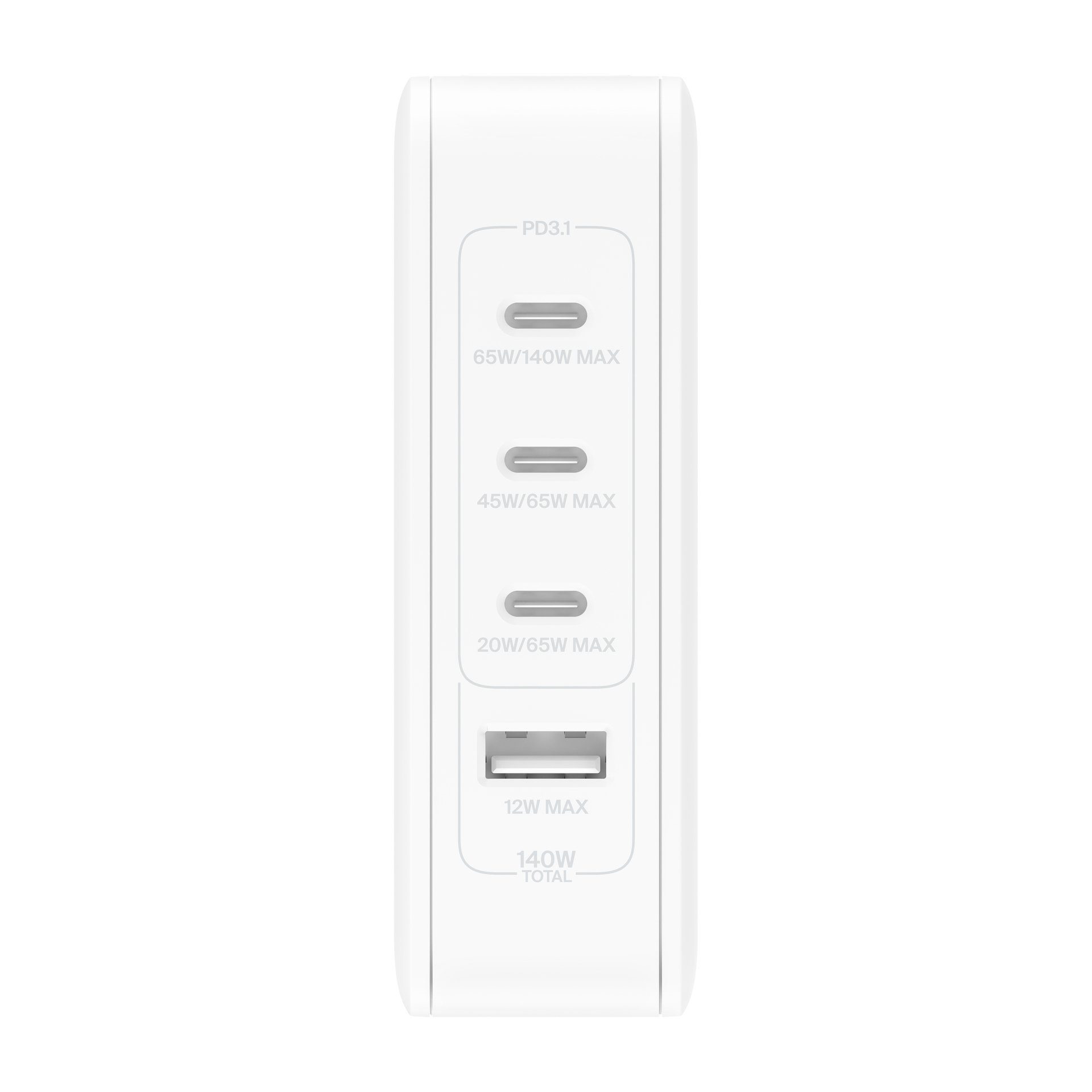 Belkin 140 Watt 4-Port GaN Ladegerät mit UK, EU, US Stecker USB-Ladegerät