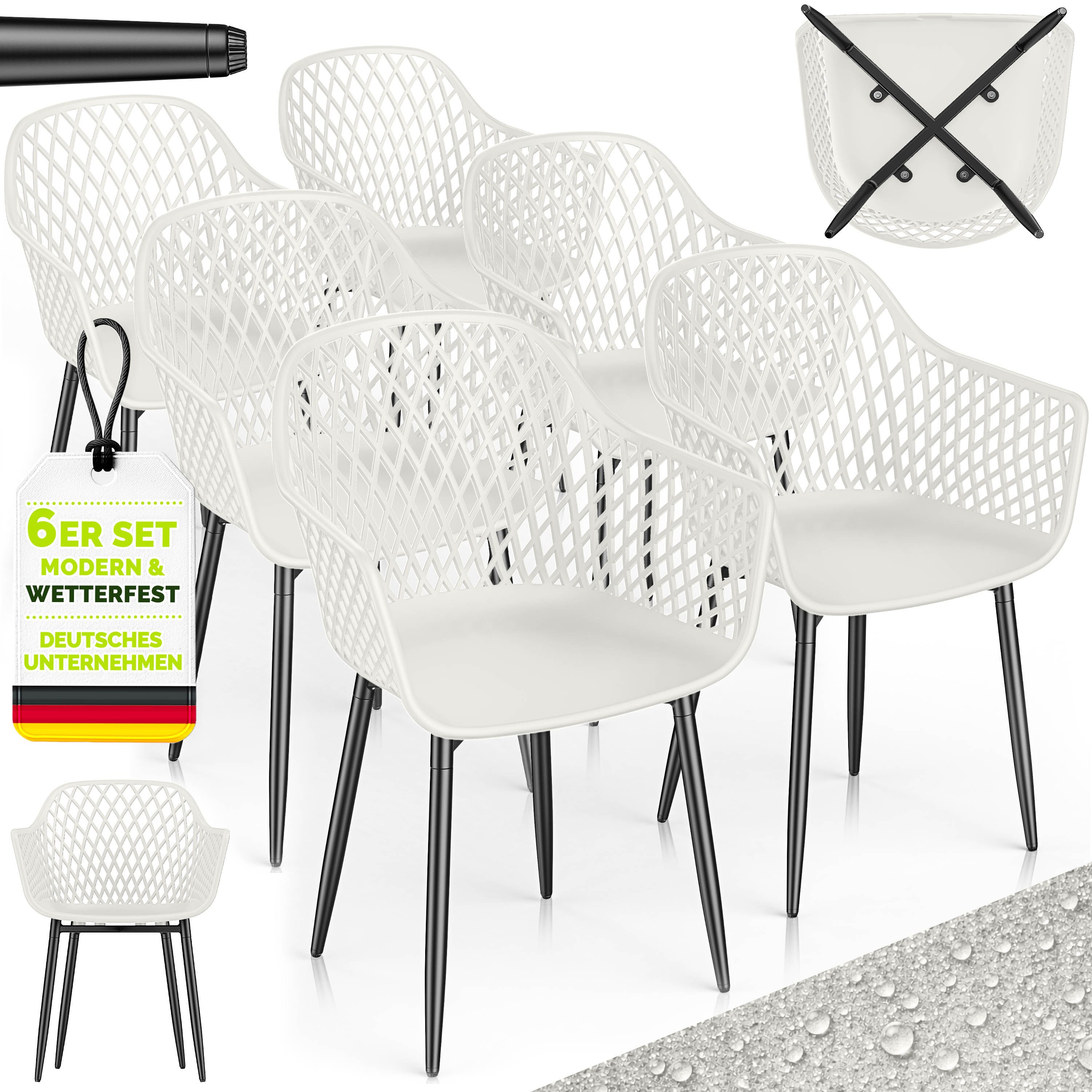 tillvex Gartentisch tillvex® Movo Gartenstühle mit Metallfüßen (Gartenstühle UV-beständig Terrassenstuhl Gartenmöbel, 6-St., Terrasse Balkon Outdoor Garten), belastbar