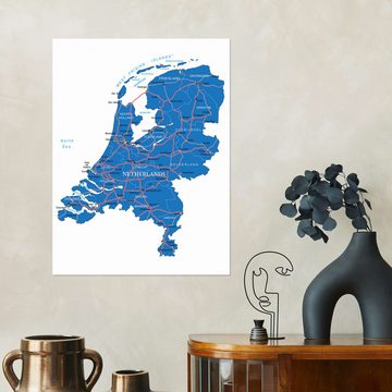 Posterlounge Wandfolie Editors Choice, Karte Niederlande, Illustration