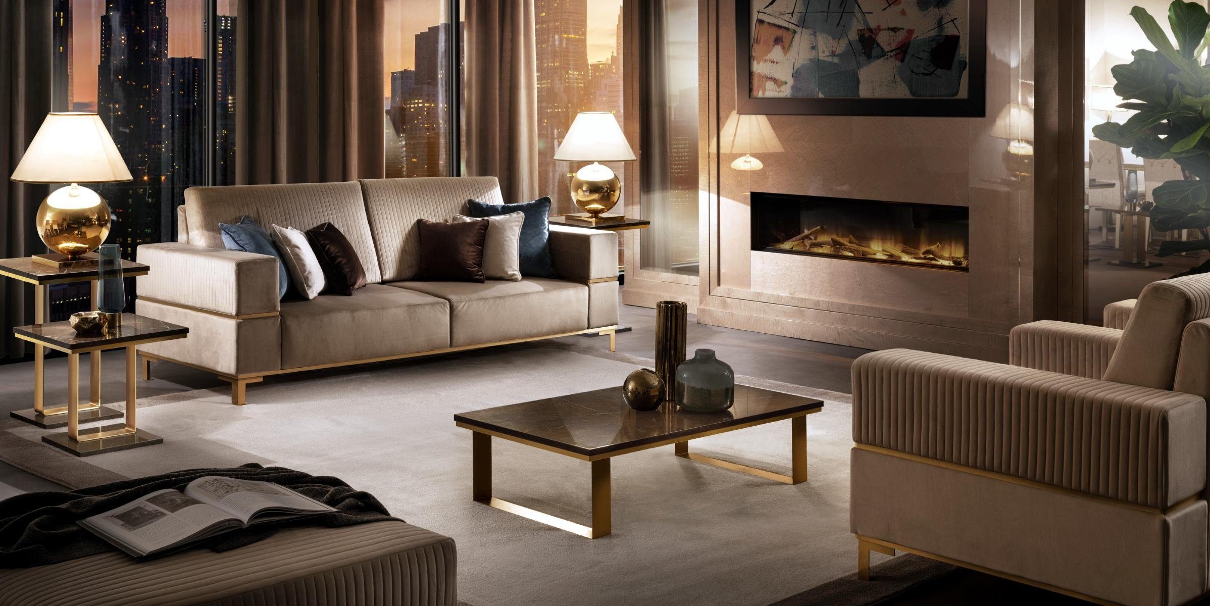 JVmoebel Wohnzimmer-Set Klassische Designer Couch Sitz Polster 3+1 Sitzer Garnitur Sofa Samt Luxus Sofas