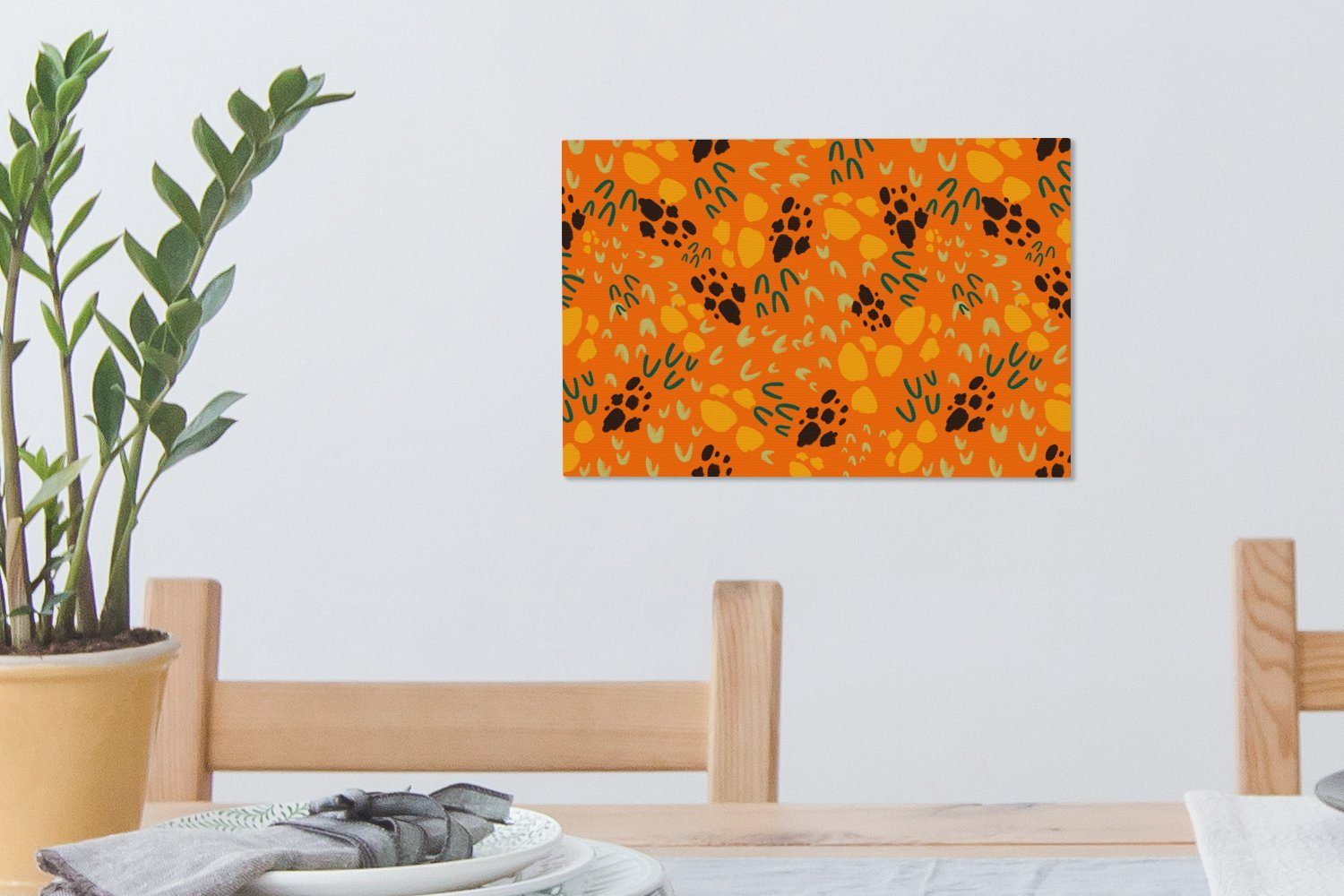 OneMillionCanvasses® Leinwandbild Muster, - Sporen Leinwandbilder, (1 Wandbild Orange - Aufhängefertig, cm Wanddeko, 30x20 St)