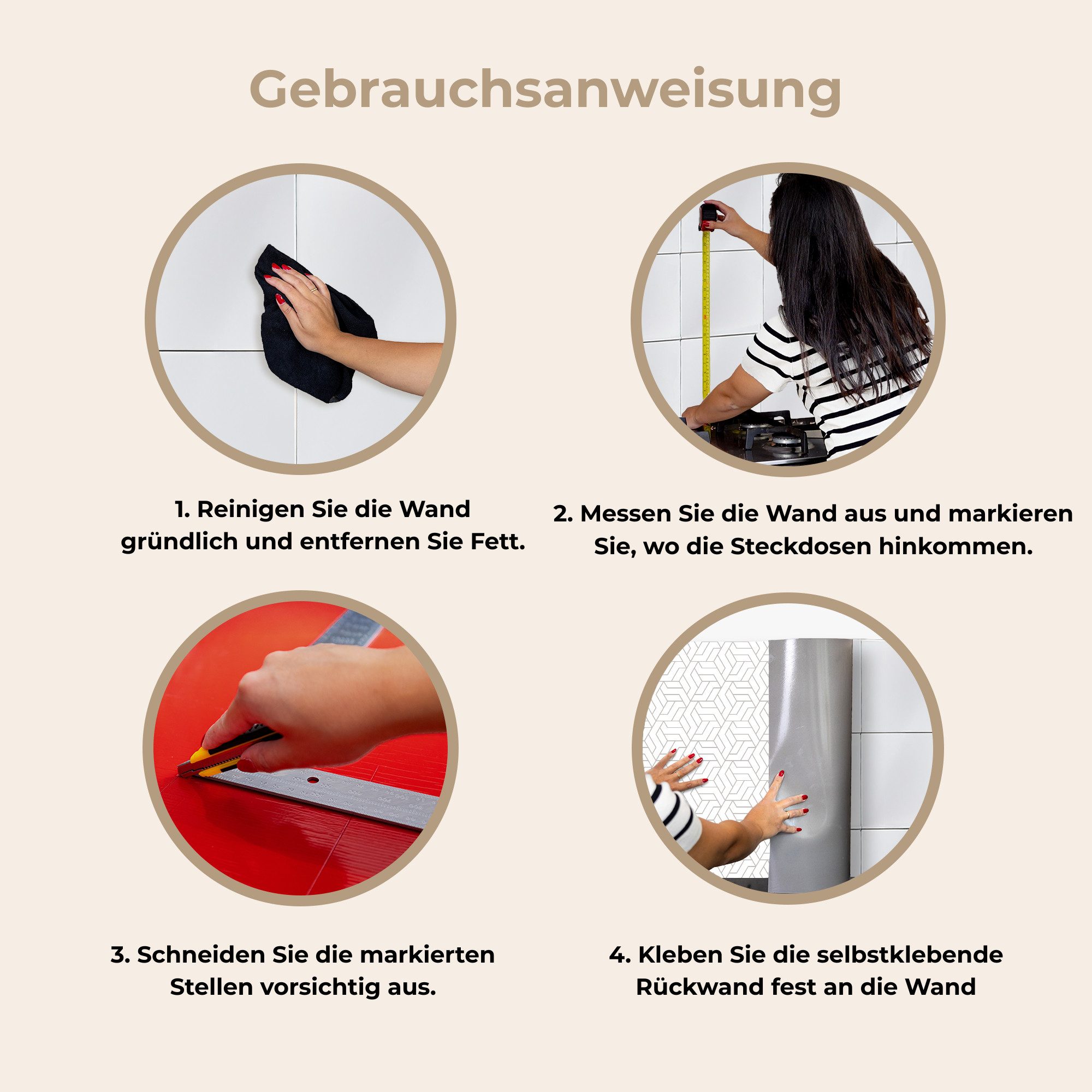 KitchenYeah Küchenrückwand selbstklebend Grafik - Muster - Modern - Sechseck, (1-tlg), Spritzschutz, Küche, Rückwand, Küchenwand, Küchenfront, 80x60 cm