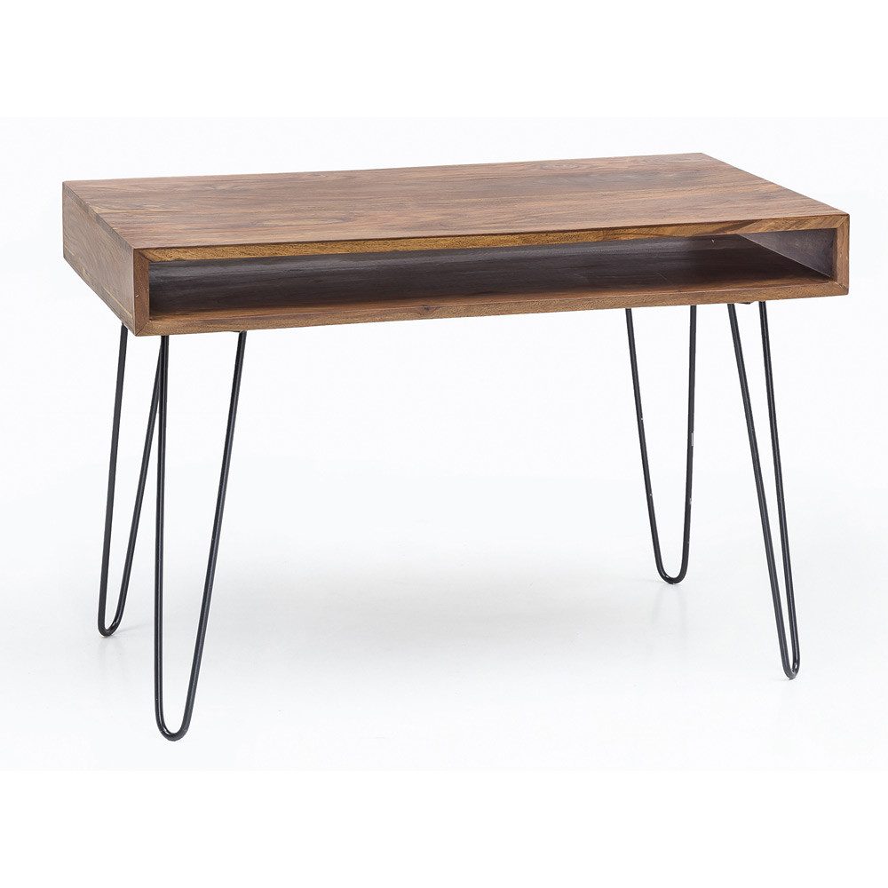 Lomadox Schreibtisch, Landhaus Massiv Holz, braun 110x60x76cm