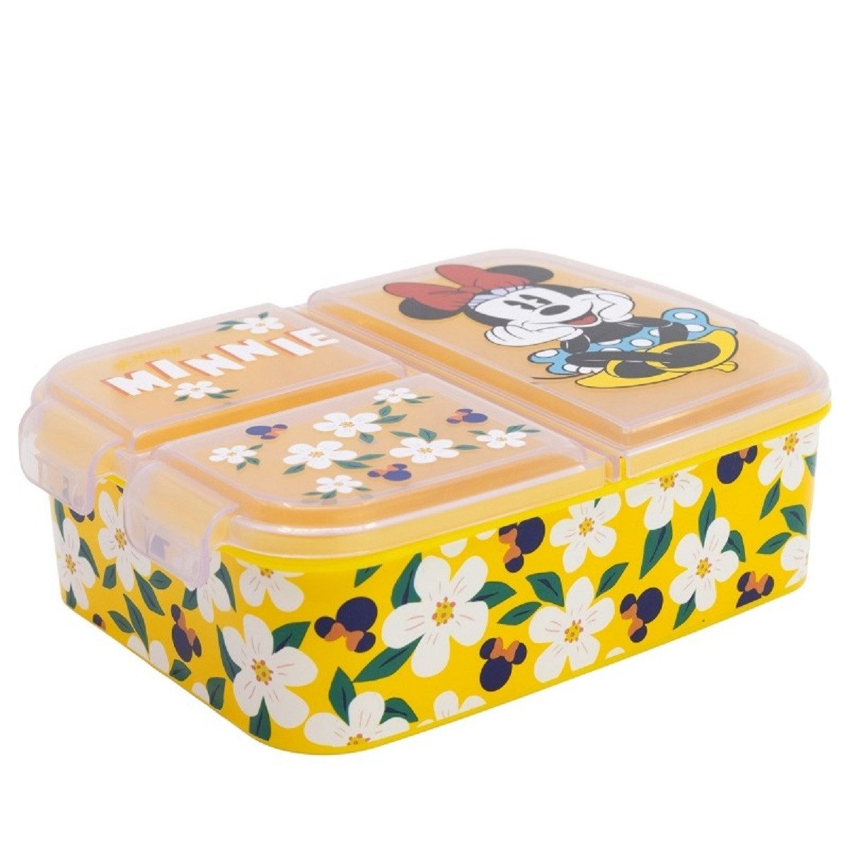 Stor Lunchbox Disney Minnie Mouse Kinder Brotdose Lunchbox 3 Fächern, (Dose-Set, 1x Deckel, 1x Behälter), Lebensmittelaufbewahrungsbehälter