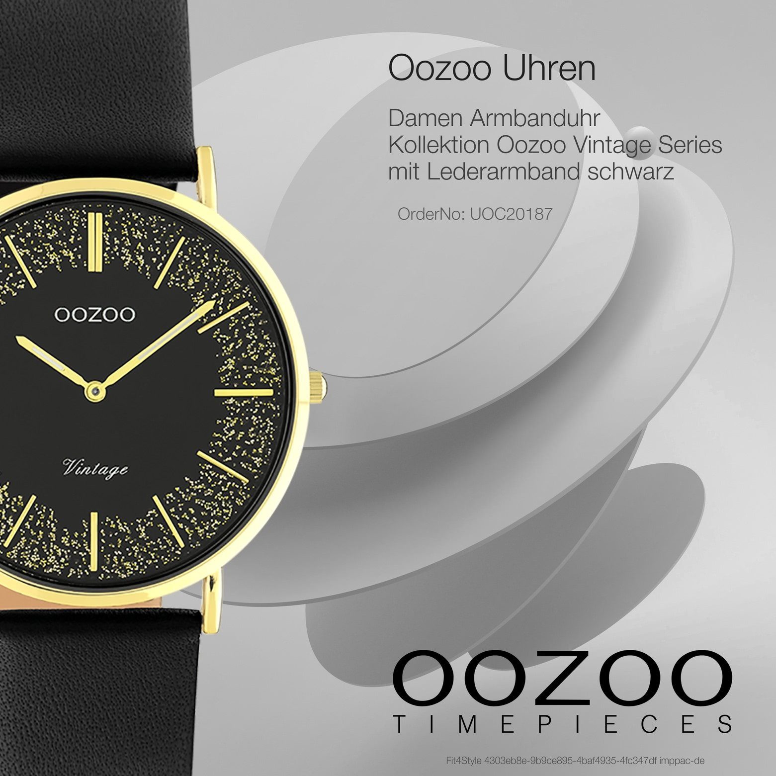 Fashion-Style rund, Oozoo Vintage Quarzuhr 32mm) mittel OOZOO Series, (ca. Damenuhr Armbanduhr Damen Lederarmband,