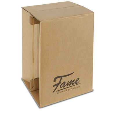 FAME Cajon,Cardboard Cajon, Drum-Box, Pappcajon, Trommelkiste, zusammenklappbar, Snare-Effekt, Sitztrommel, Trommel für Unterwegs, bis 90 kg, Cardboard Cajon, zusammenklappbar, Snare-Effekt