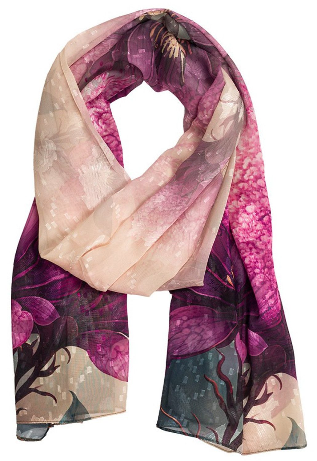 chic4home Schal Color Flow, (1-St. 1-teilig), sommerlicher Damen Schal mit Blumenmuster