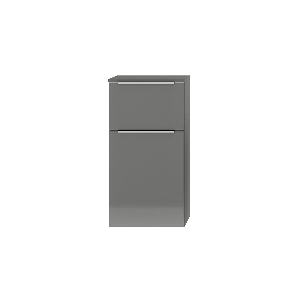 Lomadox Unterschrank PALERMO-136-GREY grau mit edelstahlfarbener Griffleiste 45,3/88/37,4 cm