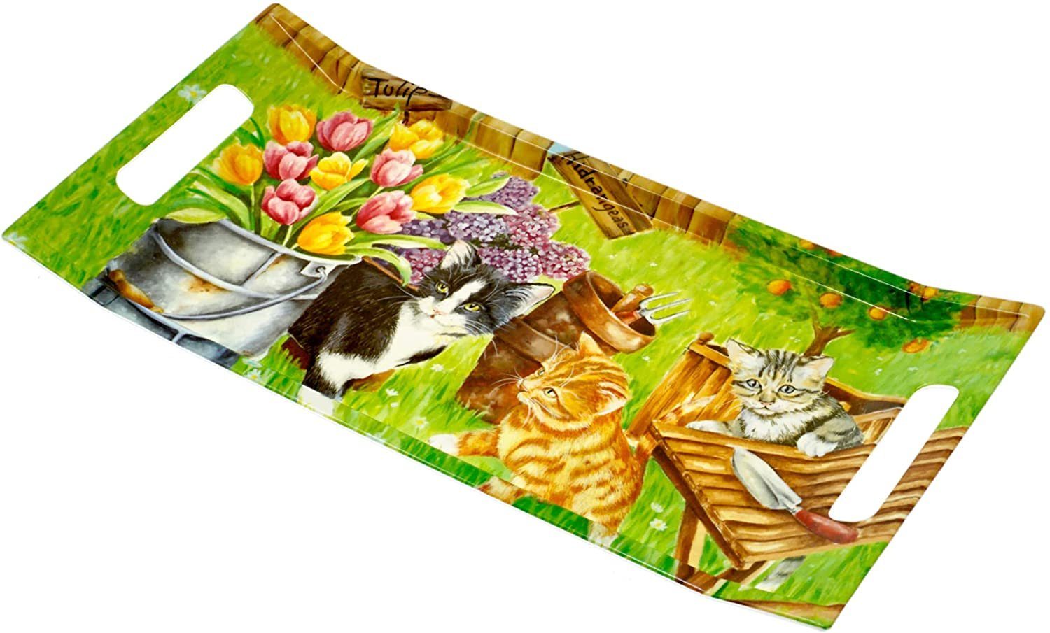 Buntes cm (1-tlg), zum Tablett 41x19 Katzenbande, Küchentablett Melamin, Lashuma Servieren
