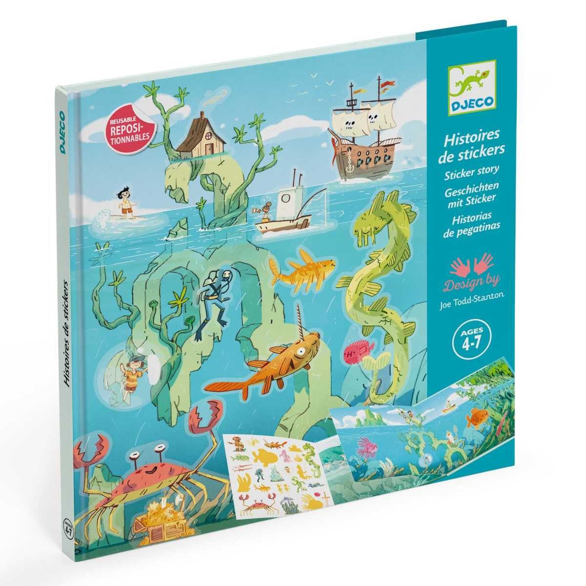 DJECO Bastelnaturmaterial Djeco Geschichten mit Sticker, Meeresabenteuer