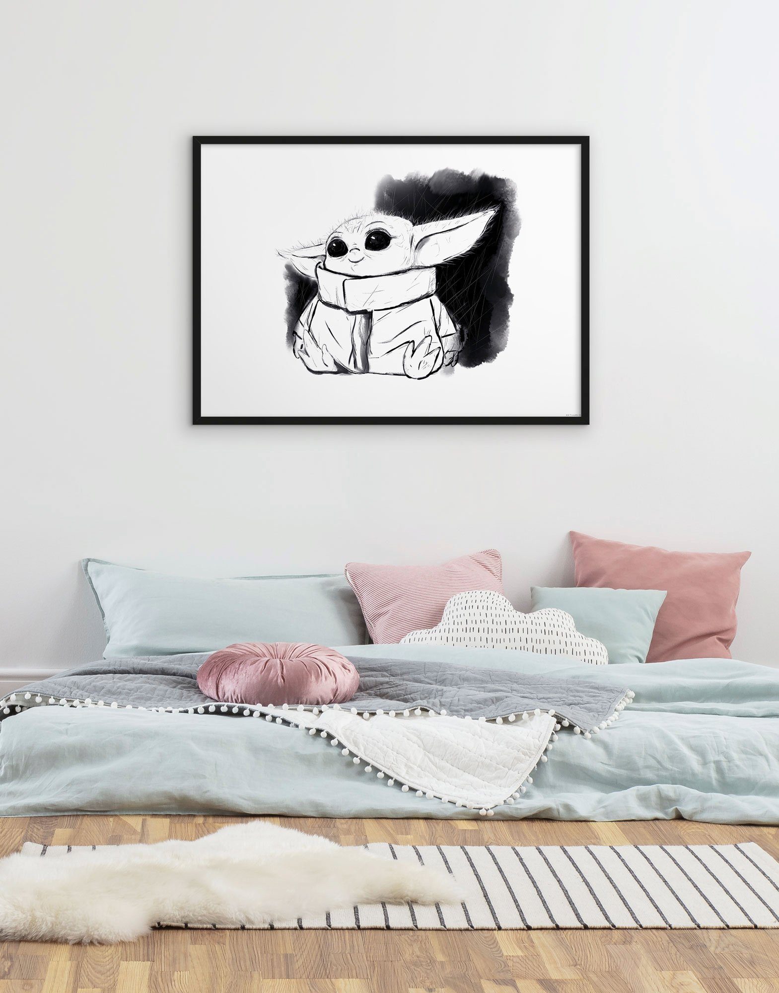 Komar Bild Mandalorian The Child Sweet Black White, Disney, Star Wars (1 St), Wandbild zur Dekoration im Kinderzimmer - ohne Rahmen