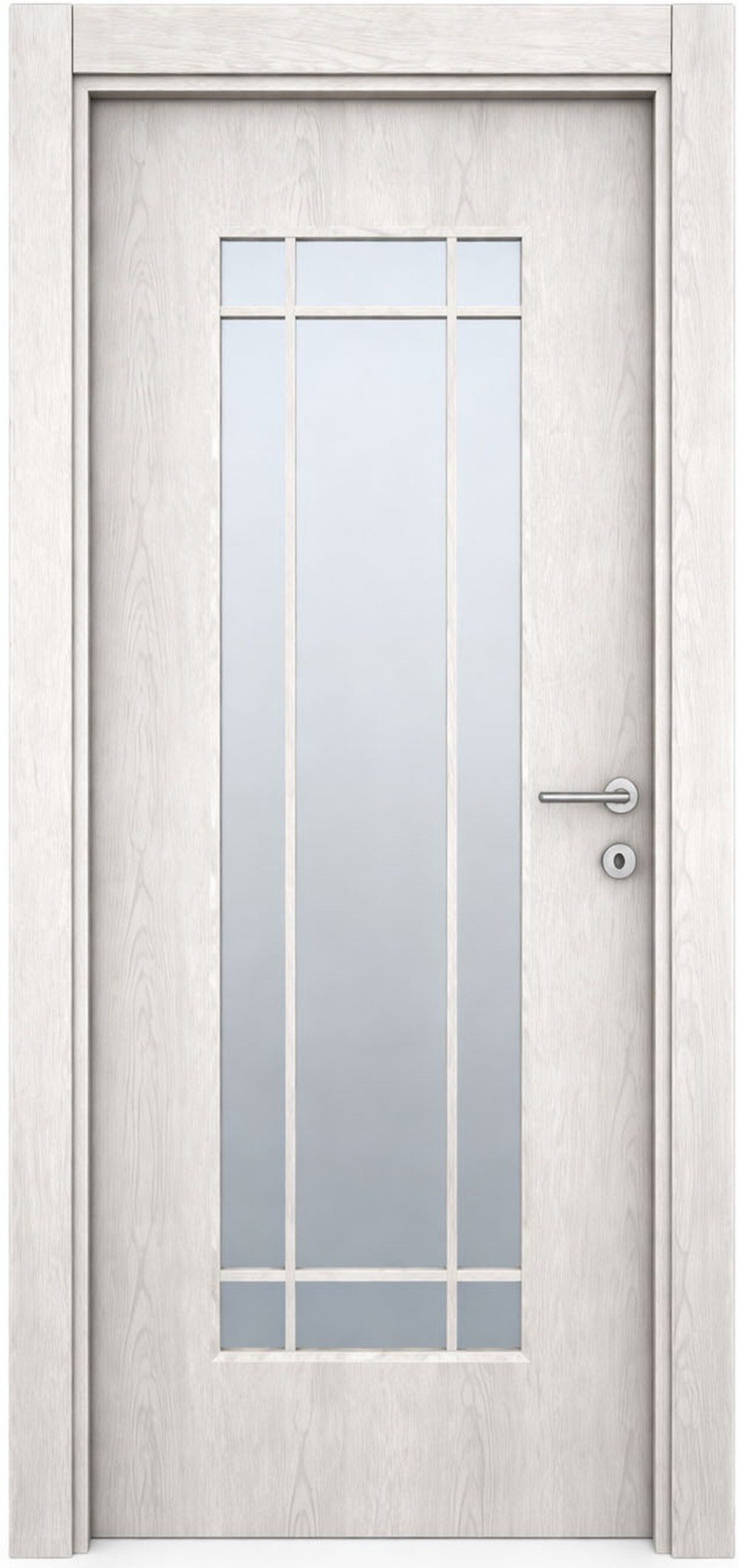 Xlmoebel Zimmertür Moderne hellbeige Innentür aus Holz mit Milchglas-Elementen, Made in Europa