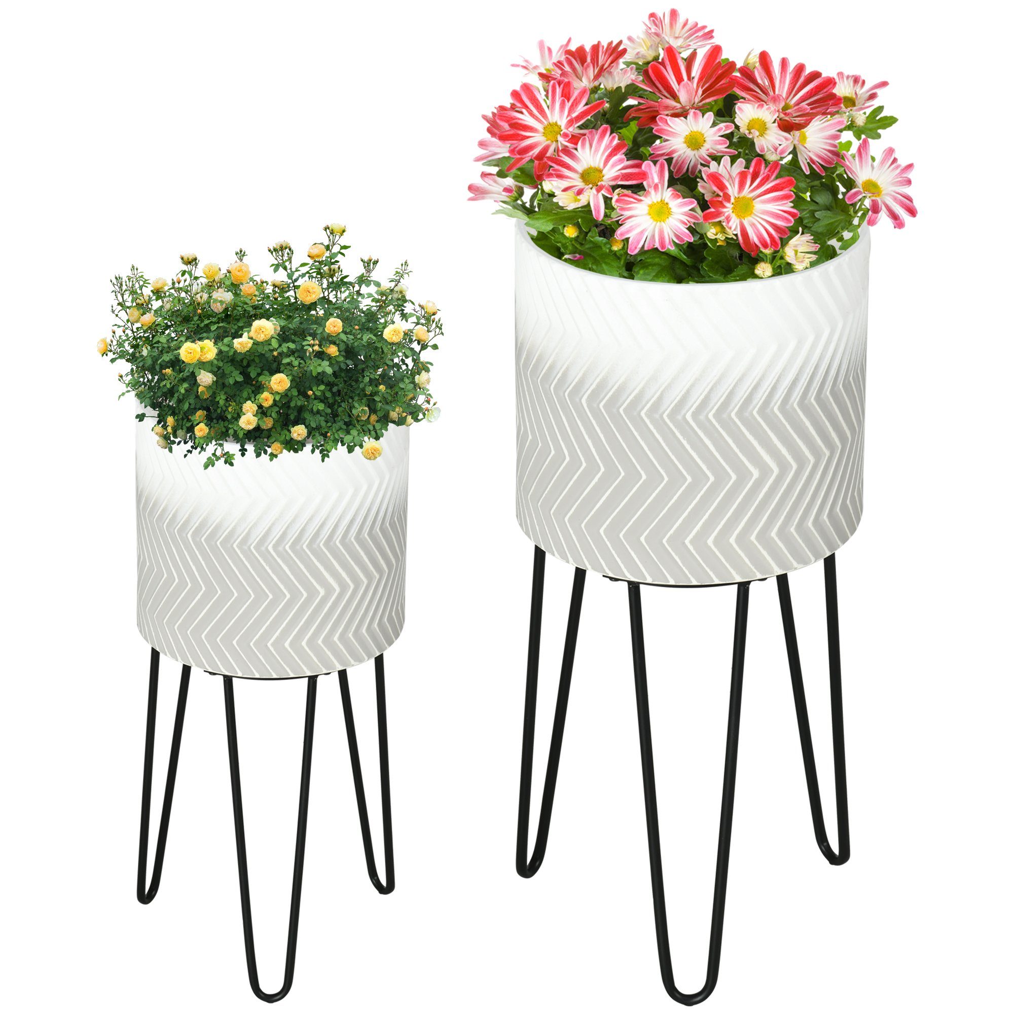 Outsunny Blumenständer MetallPflanzenständer 2erSet (mit Ständern
