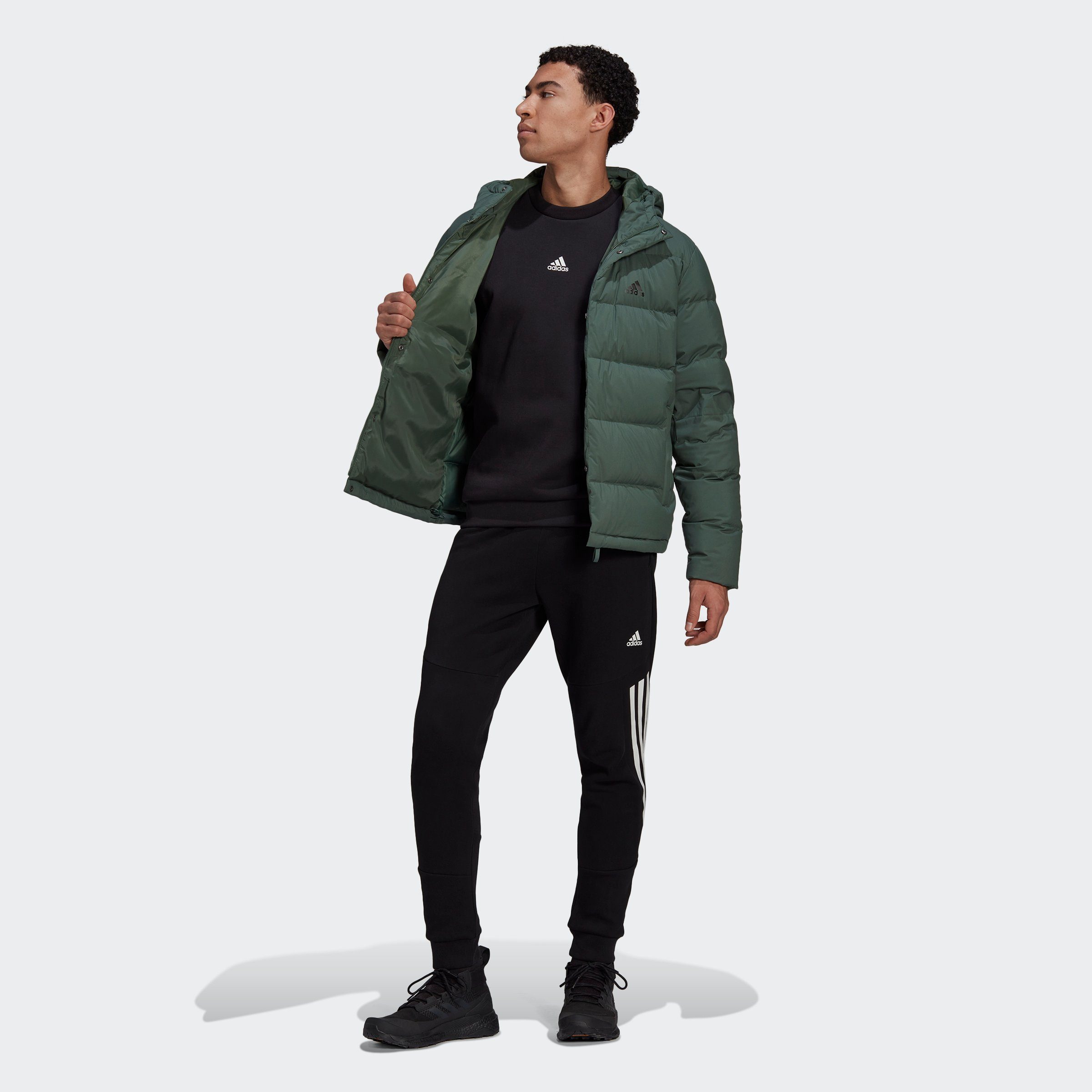 Daunenjacke mit recycelten HELIONIC adidas DAUNENJACKE, HOODED Outdoorjacke Eine Sportswear klassische