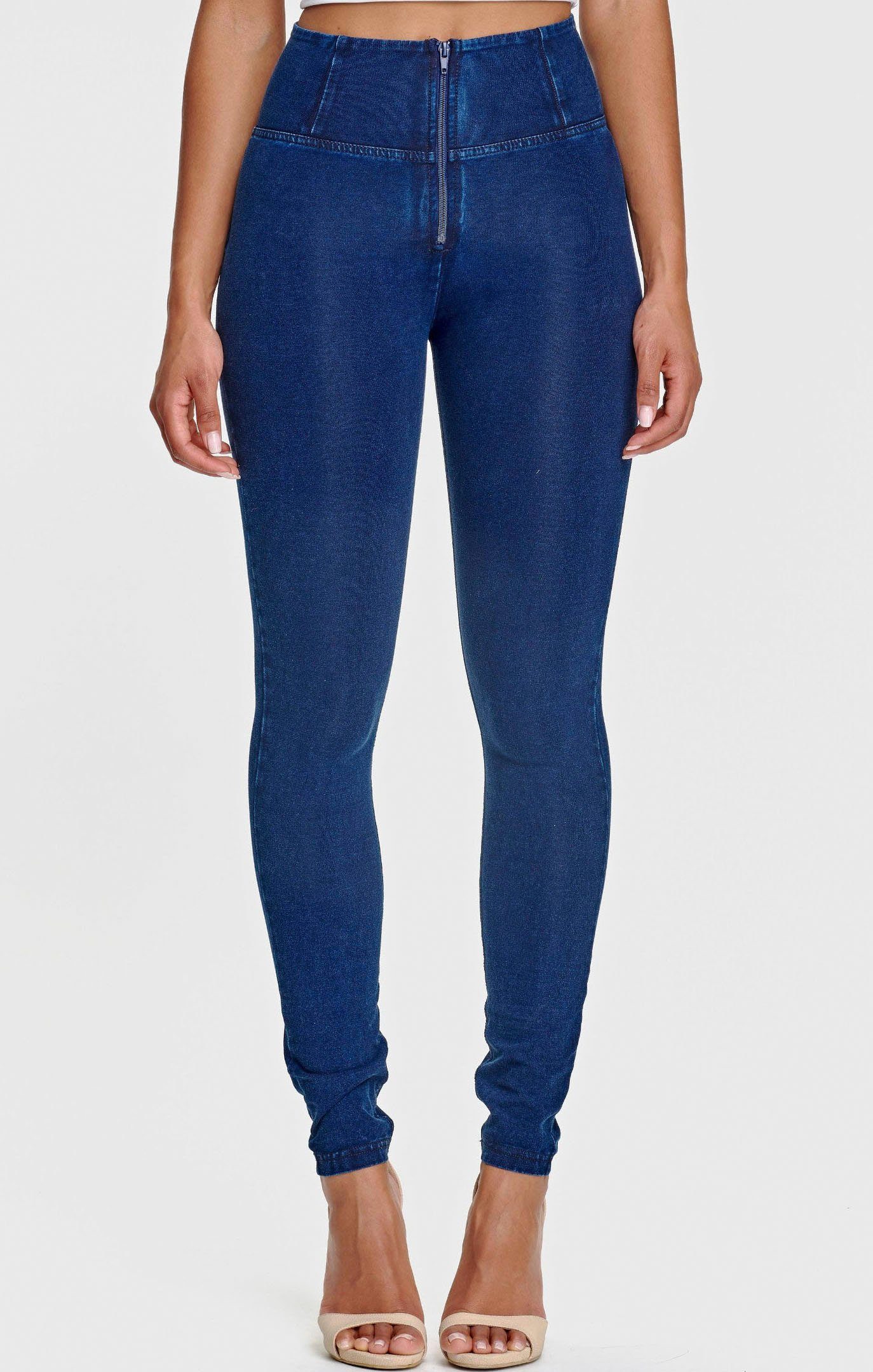 blue WRUP Effekt und hohem Freddy Bund dark Jeggings Push-Up mit