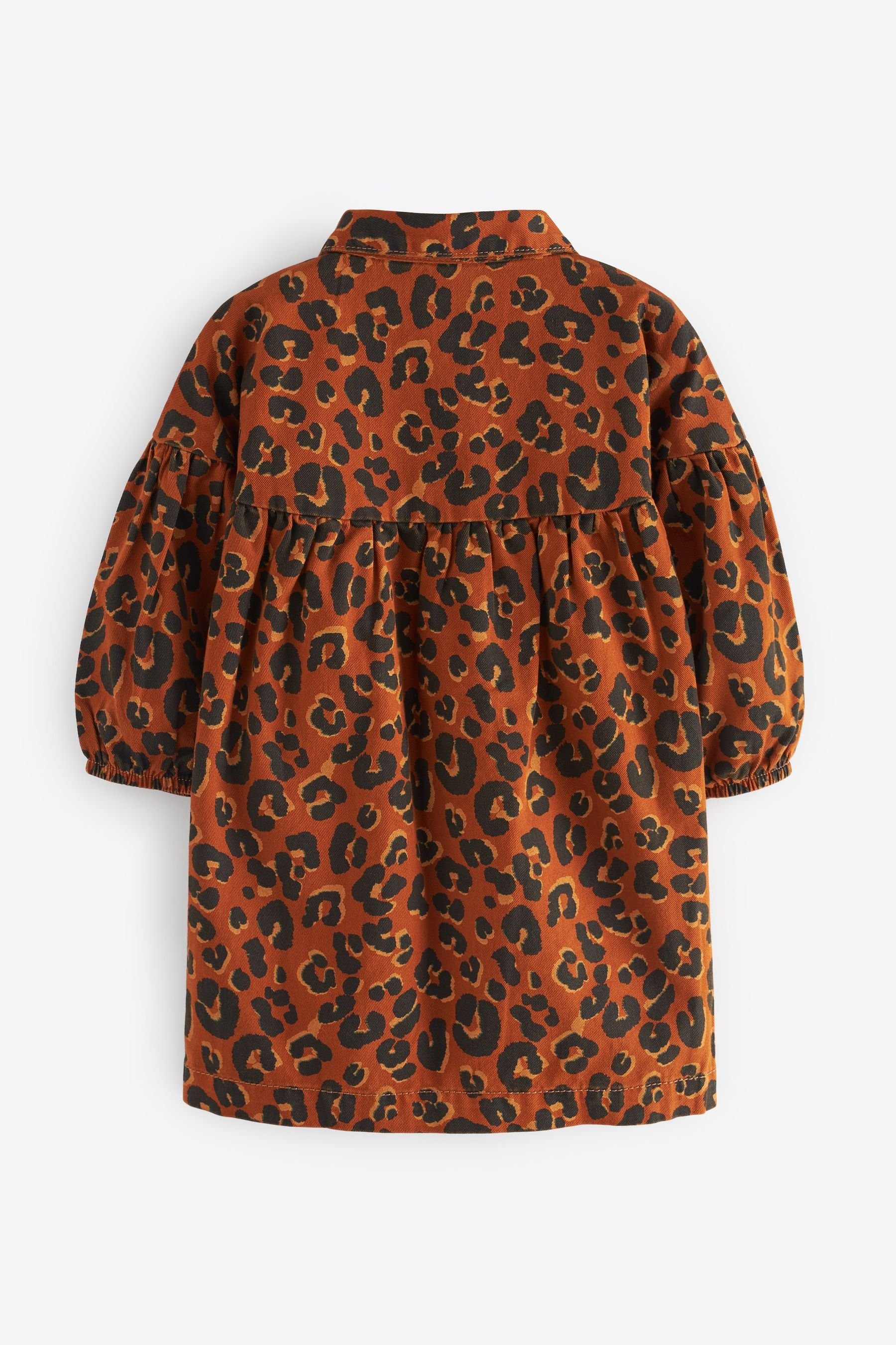 Tan/Animal (1-tlg) Blusenkleid Hemdkleid aus Print Baumwolle Next