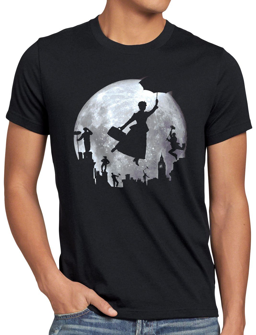 poppins Vollmond Herren Print-Shirt style3 London über mary T-Shirt