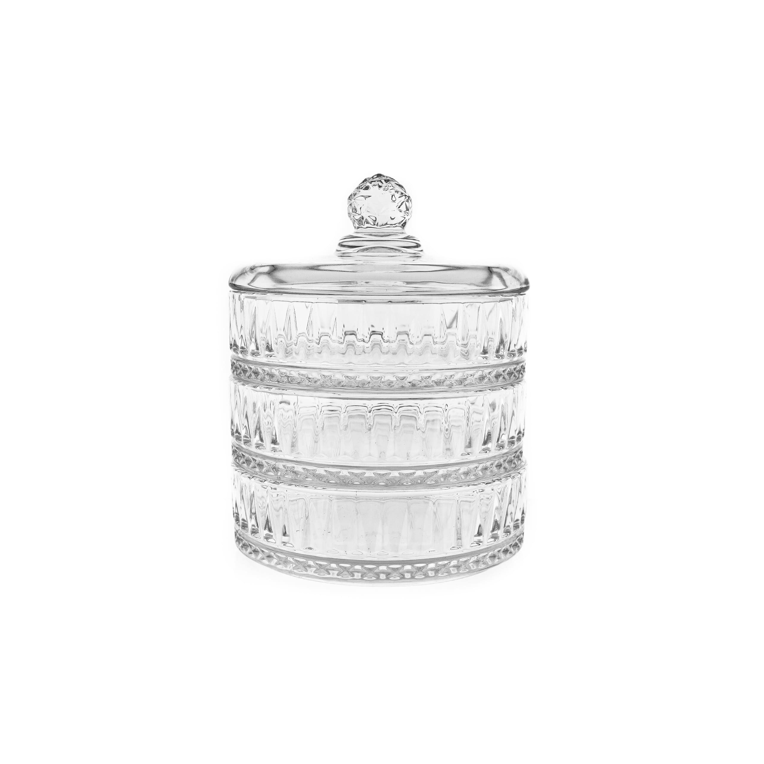 Almina Schale 3-stöckig, mit Deckel - Patisserie mit elegantem Riffle-Design, (1-tlg)