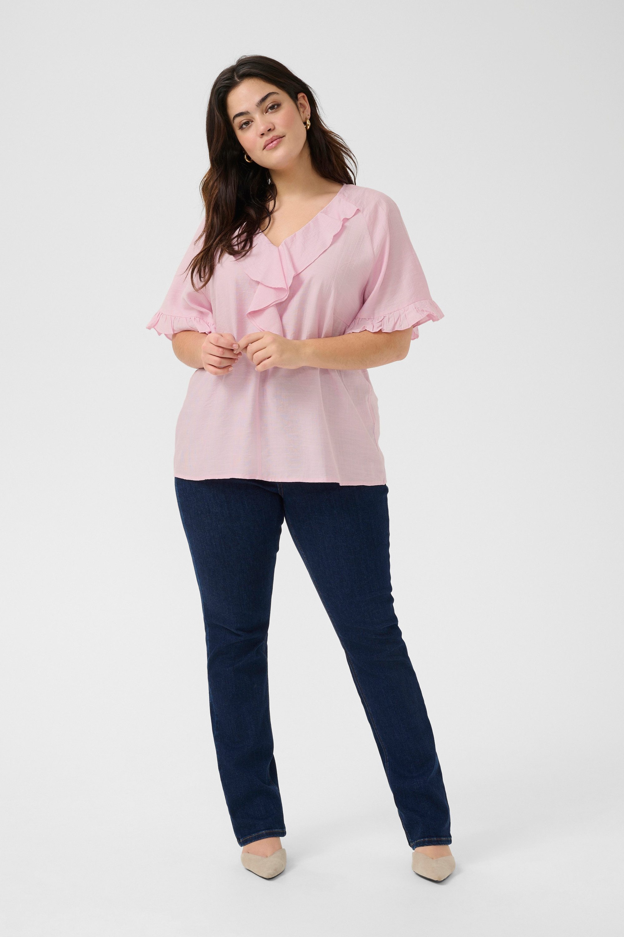 KAFFE Curve Kurzarmbluse Kurzarm-Bluse KCmeriana Große Größen günstig online kaufen
