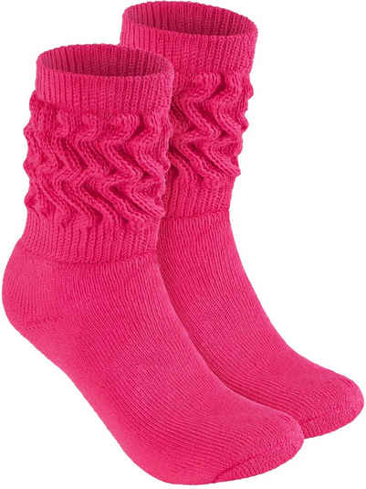 BRUBAKER Schoppersocken Slouch Socken - Damen Fitnesssocken (80s Style, 4-Paar, Baumwolle) Knit Sportsocken für Fitness, Yoga, Workout, Gymnastik und Wellness