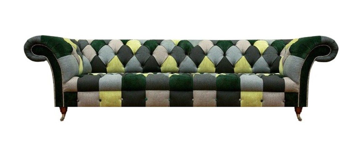 Chesterfield-Sofa Buntes Sofa mit Textilbezug und eleganten Knöpfen