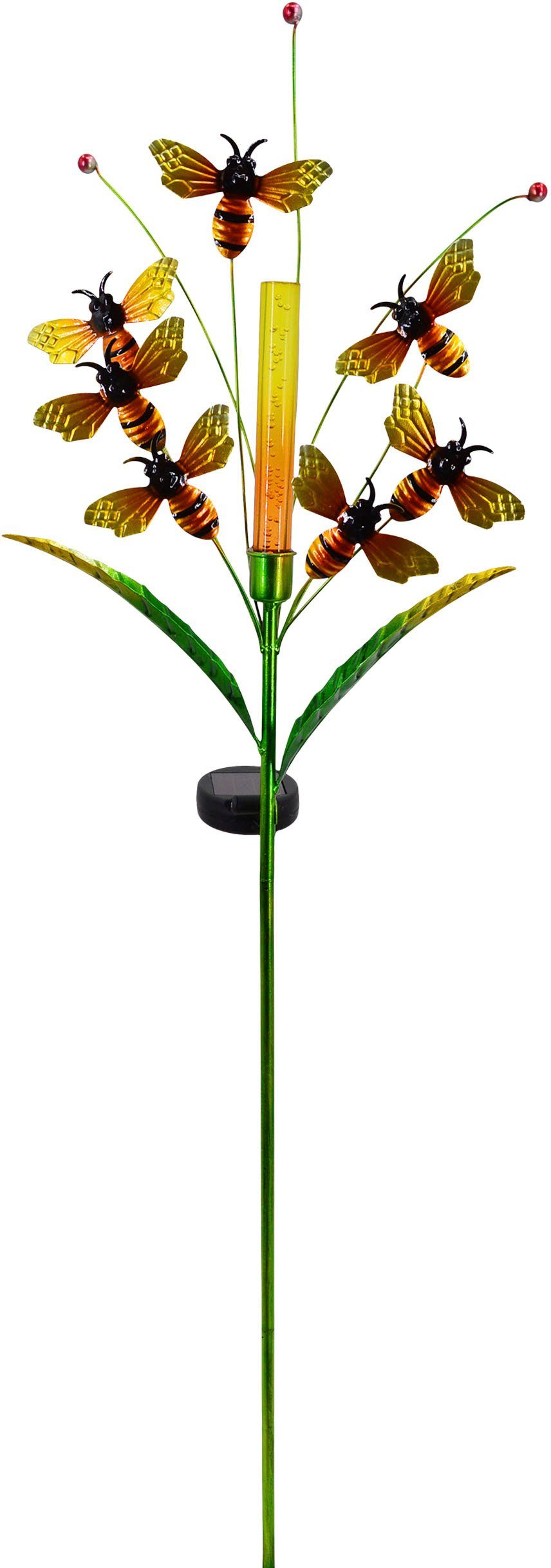 näve LED Solarleuchte Bienen, integriert, "schwirrenden" Melissa, LED Höhe 98,5cm, ca. fest Tageslichtsensor, Blüte mit warmweiß, bunt Warmweiß
