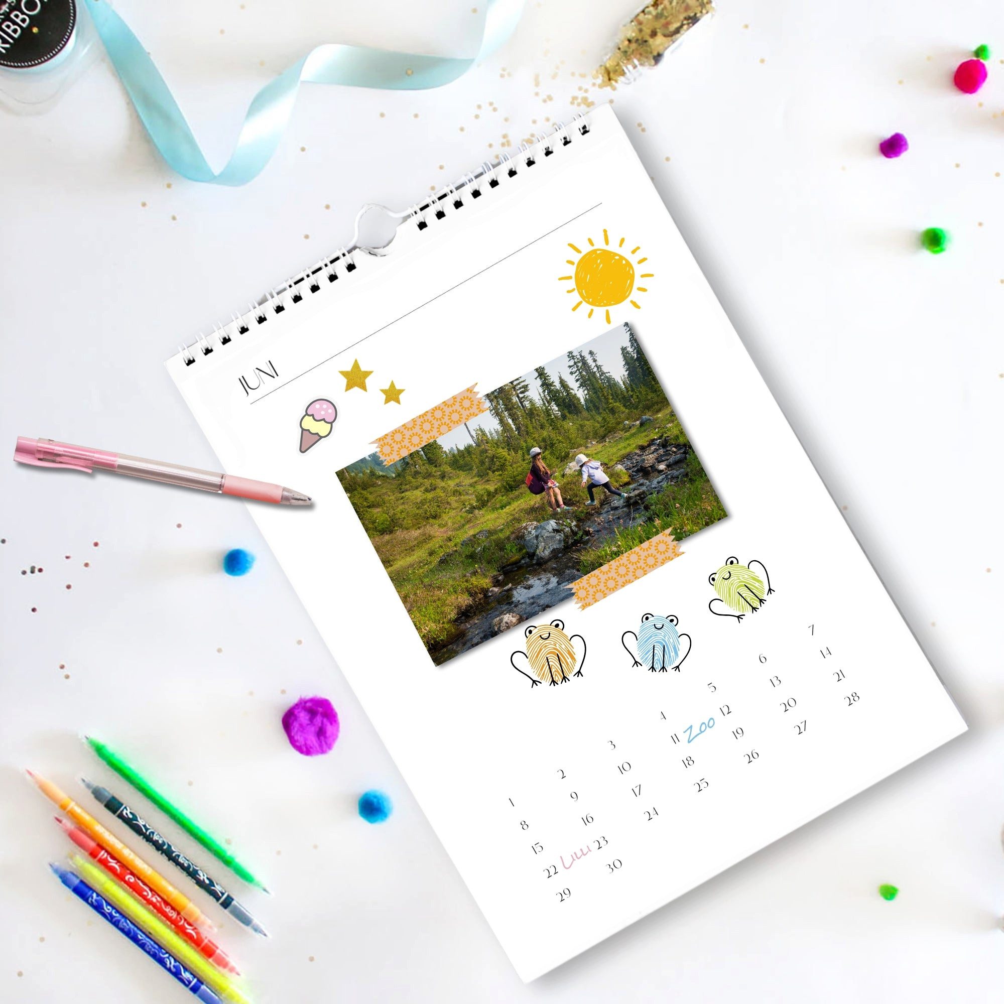 CUPCAKES & KISSES Bastelkalender Bastelkalender A4, Weiß, Jahresunabhängig
