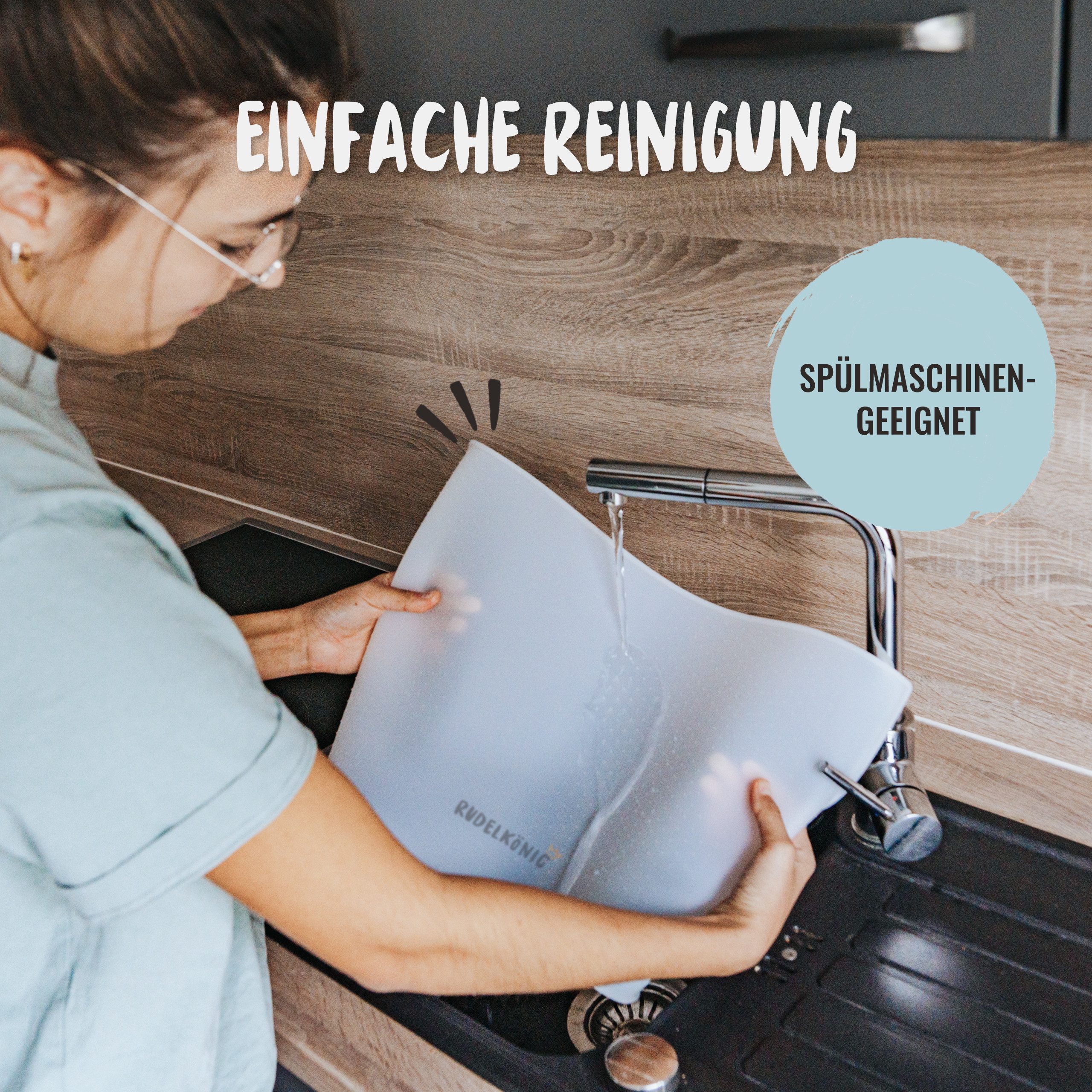 Rudelkönig Napfunterlage Rutschfeste Futtermatte, 48 x 30cm, Napfunterlage Hund, 1-St., Wasserdichte Fressnapf Unterlage, BPA-frei – Bild 4 von 5