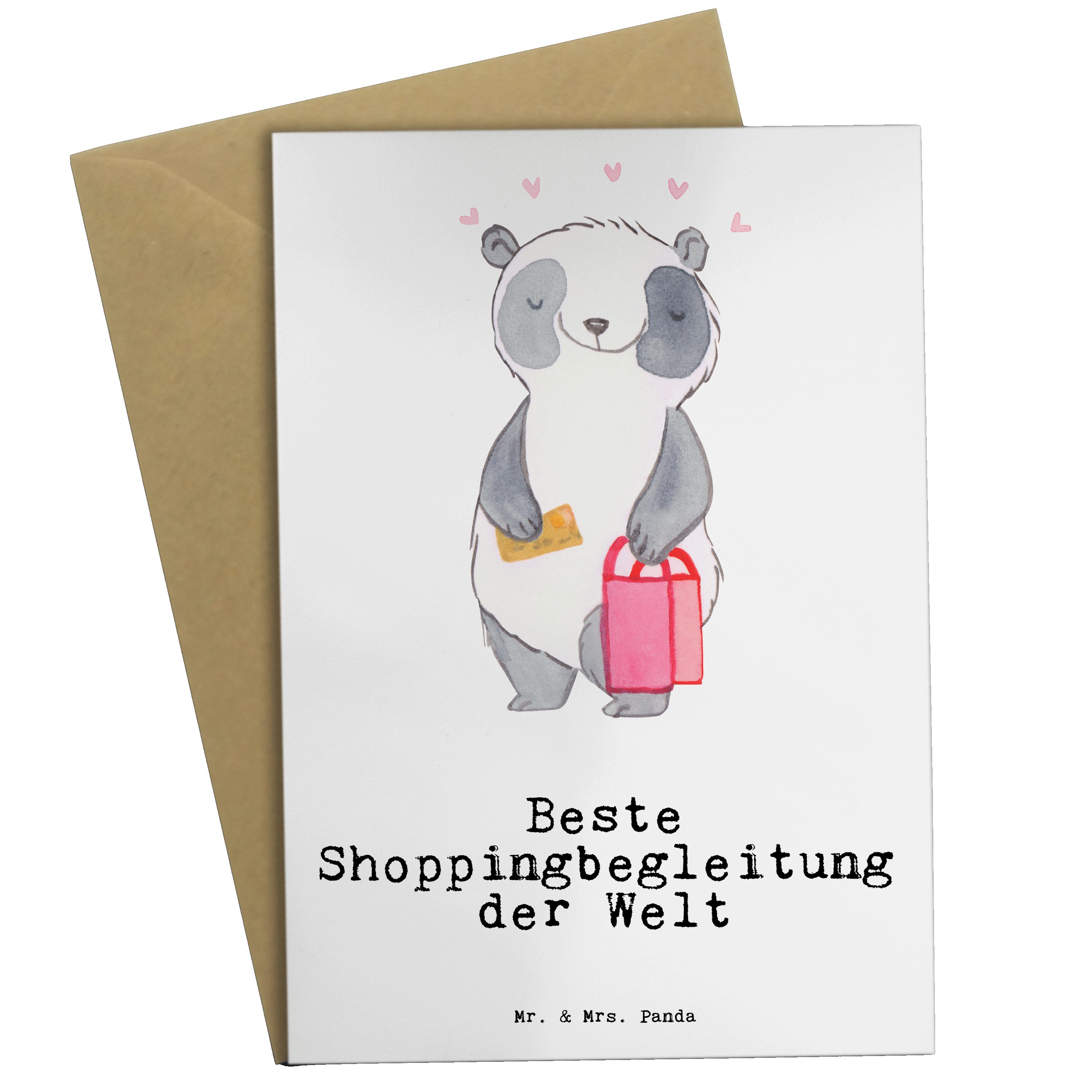 Mr. & Mrs. Panda Grußkarte Panda Beste Shoppingbegleitung der Welt - Weiß - Geschenk, Geschenkti