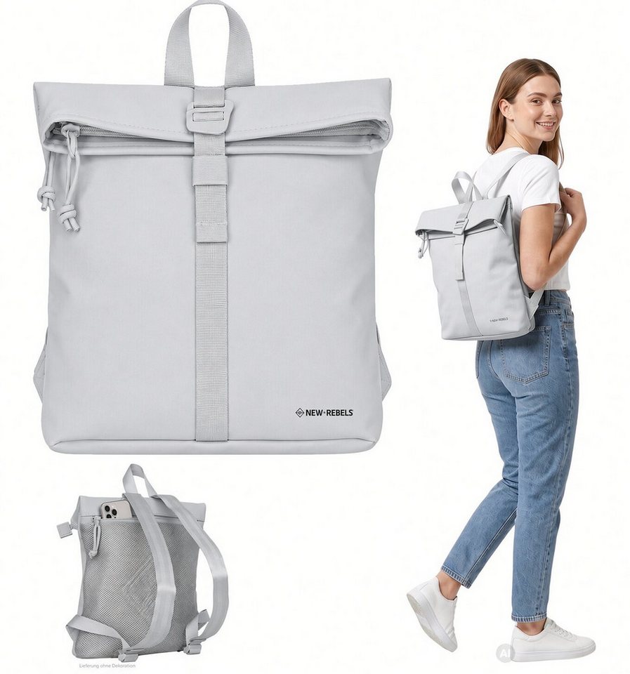 NEW REBELS Freizeitrucksack Damen klein Rucksack Handtasche Tasche, Reise Freizeit Bag wasserabweisend aus Plane + bagboom Etui
