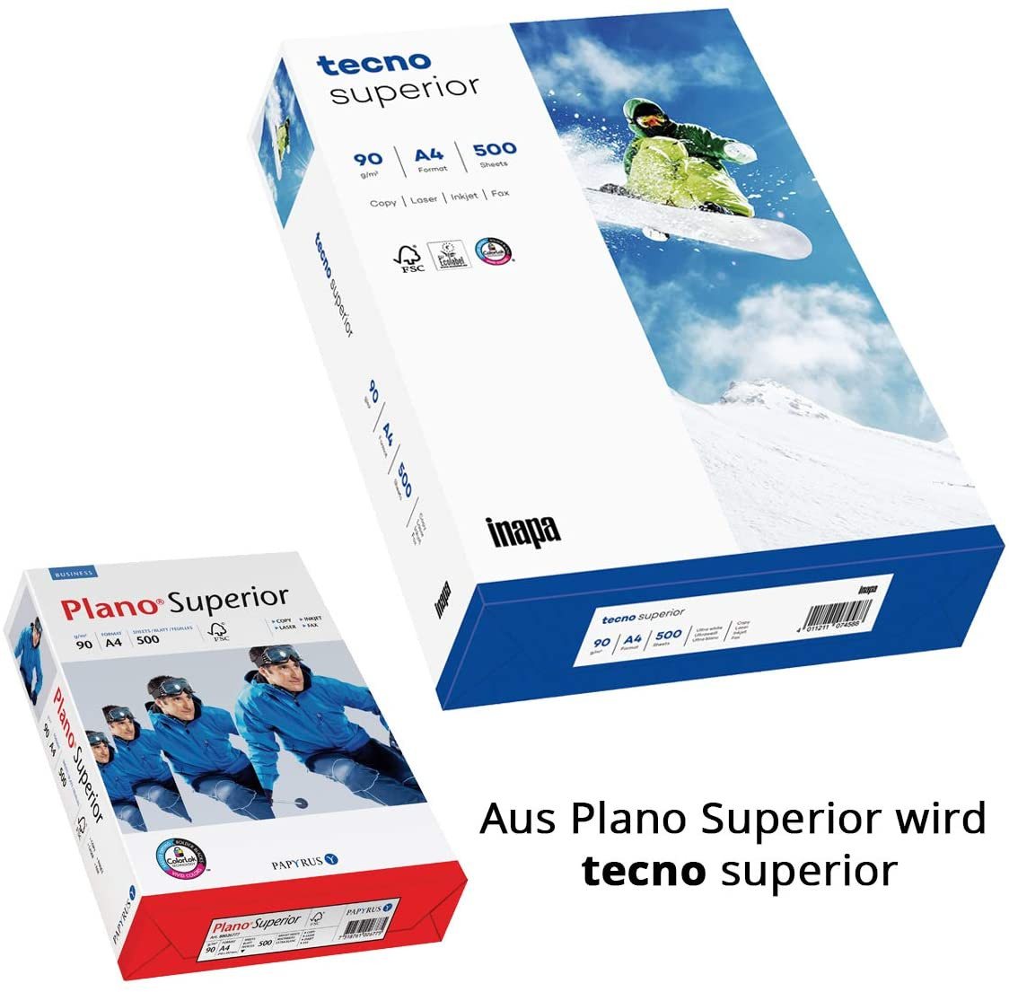 Thumbnail - Inapa tecno Drucker- und Kopierpapier inapa Drucker- Kopierpapier tecno Superior 90g A4, 2500 Blatt hochweiß
